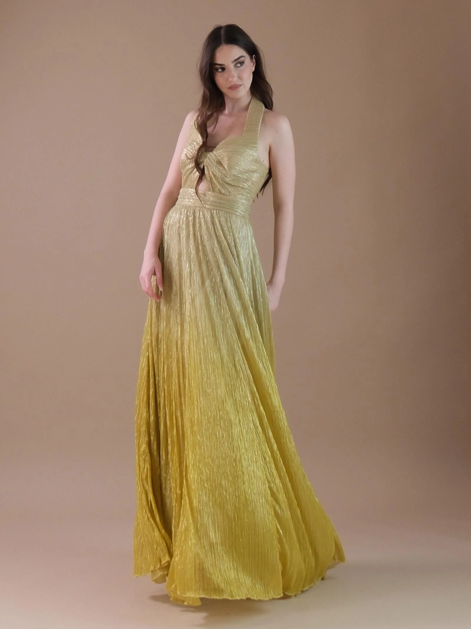 Zelda Dress degradè da oro a giallo e scollo arricciato - Image 2