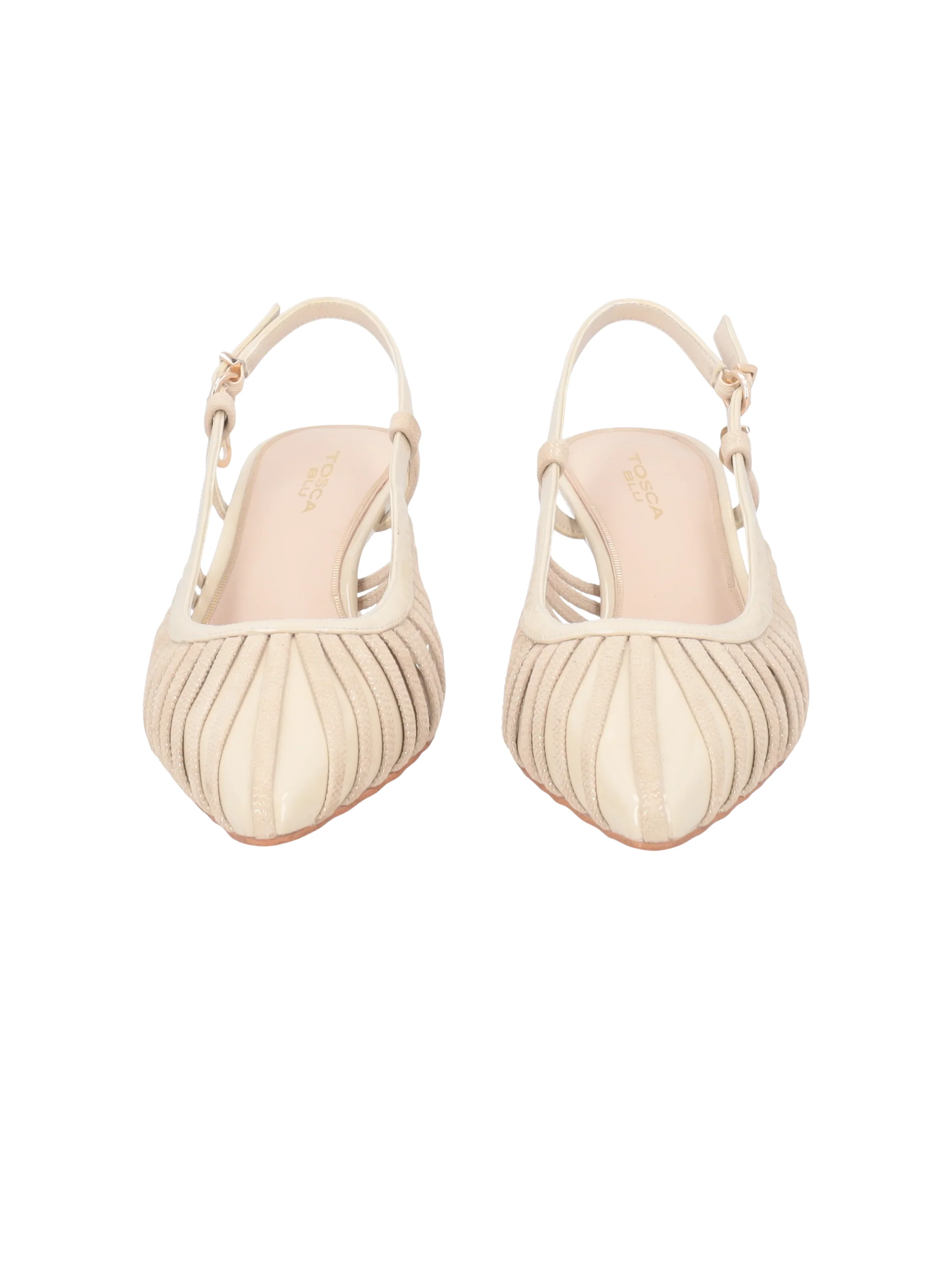 Slingback "Doha" Tosca Blu beige in vernice - Image 2