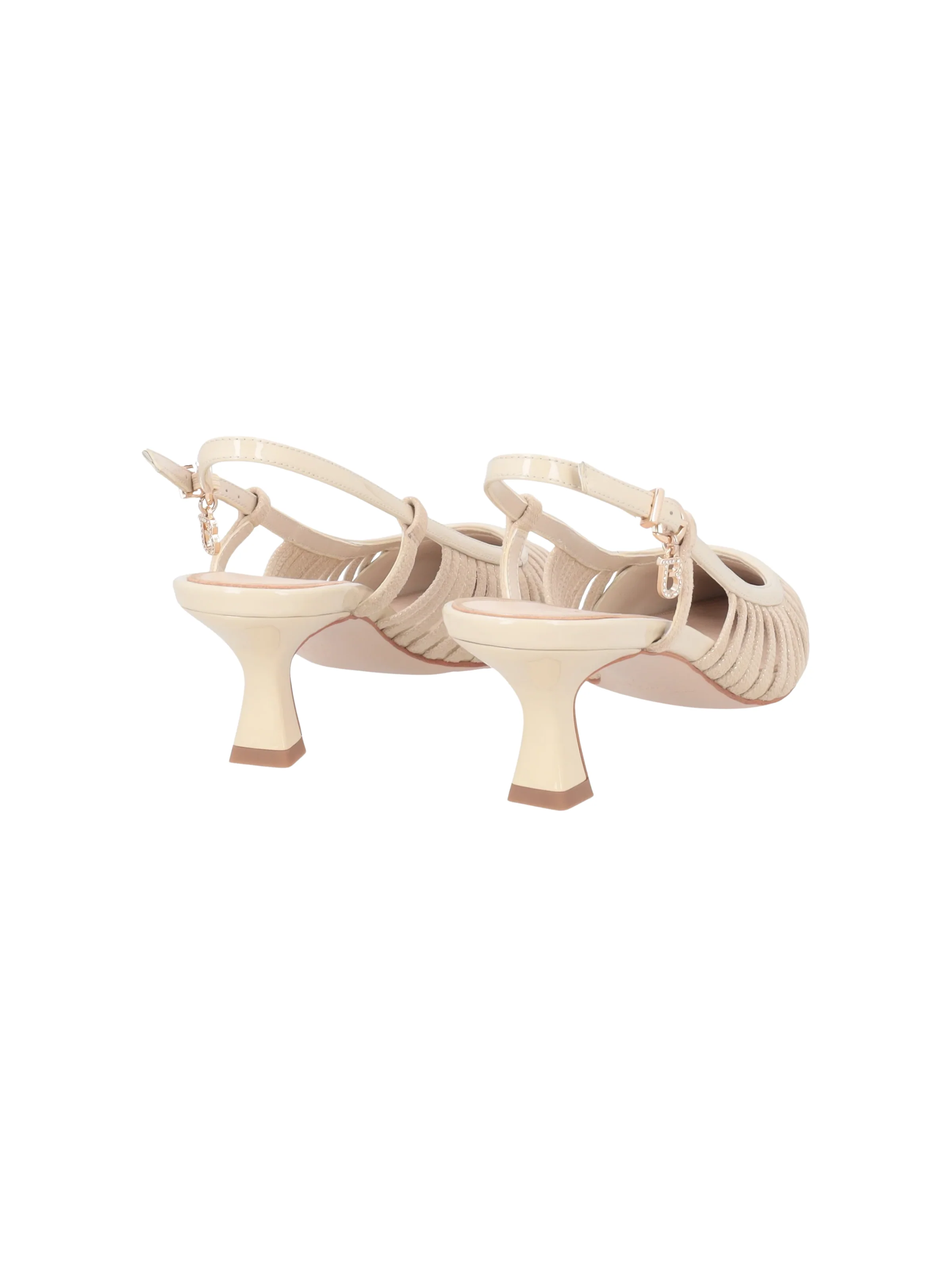 Slingback "Doha" Tosca Blu beige in vernice - Image 3