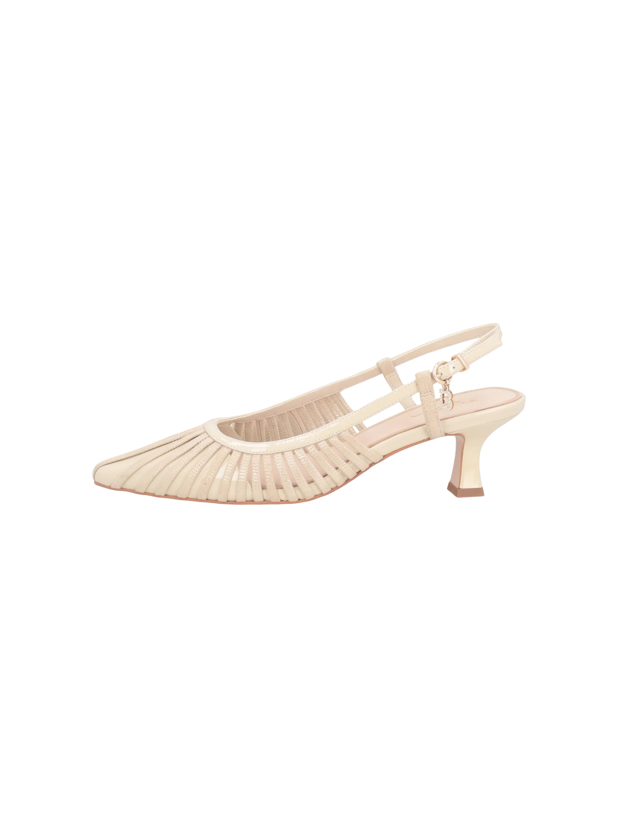 Slingback "Doha" Tosca Blu beige in vernice - Image 4