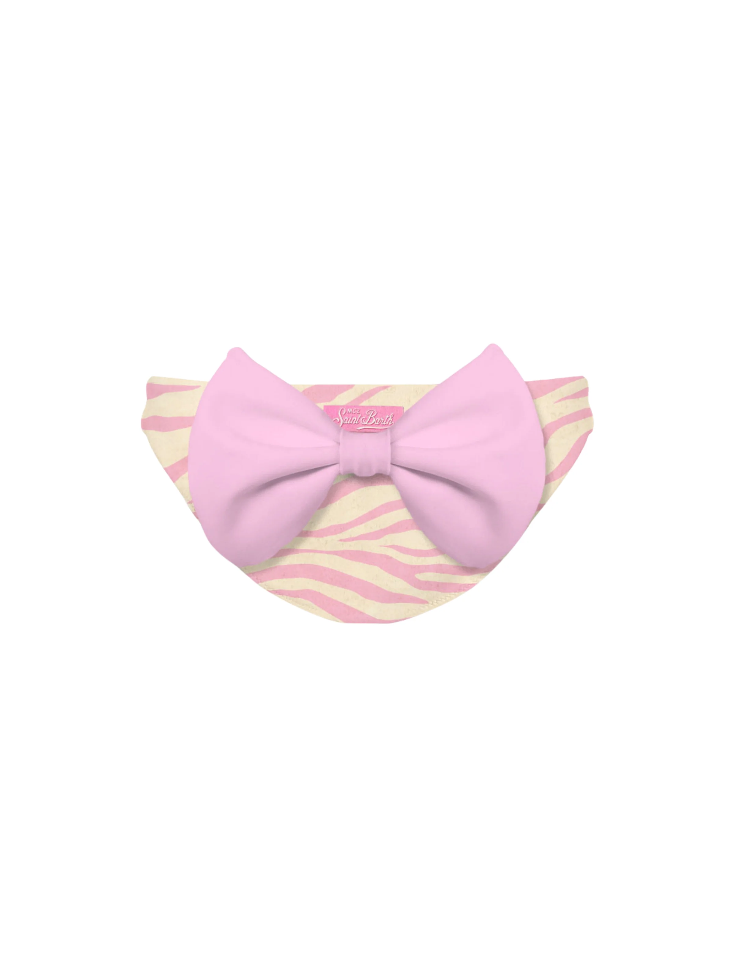 Slip mare "Madame" Saint Barth beige con fiocco rosa fantasia zebrata