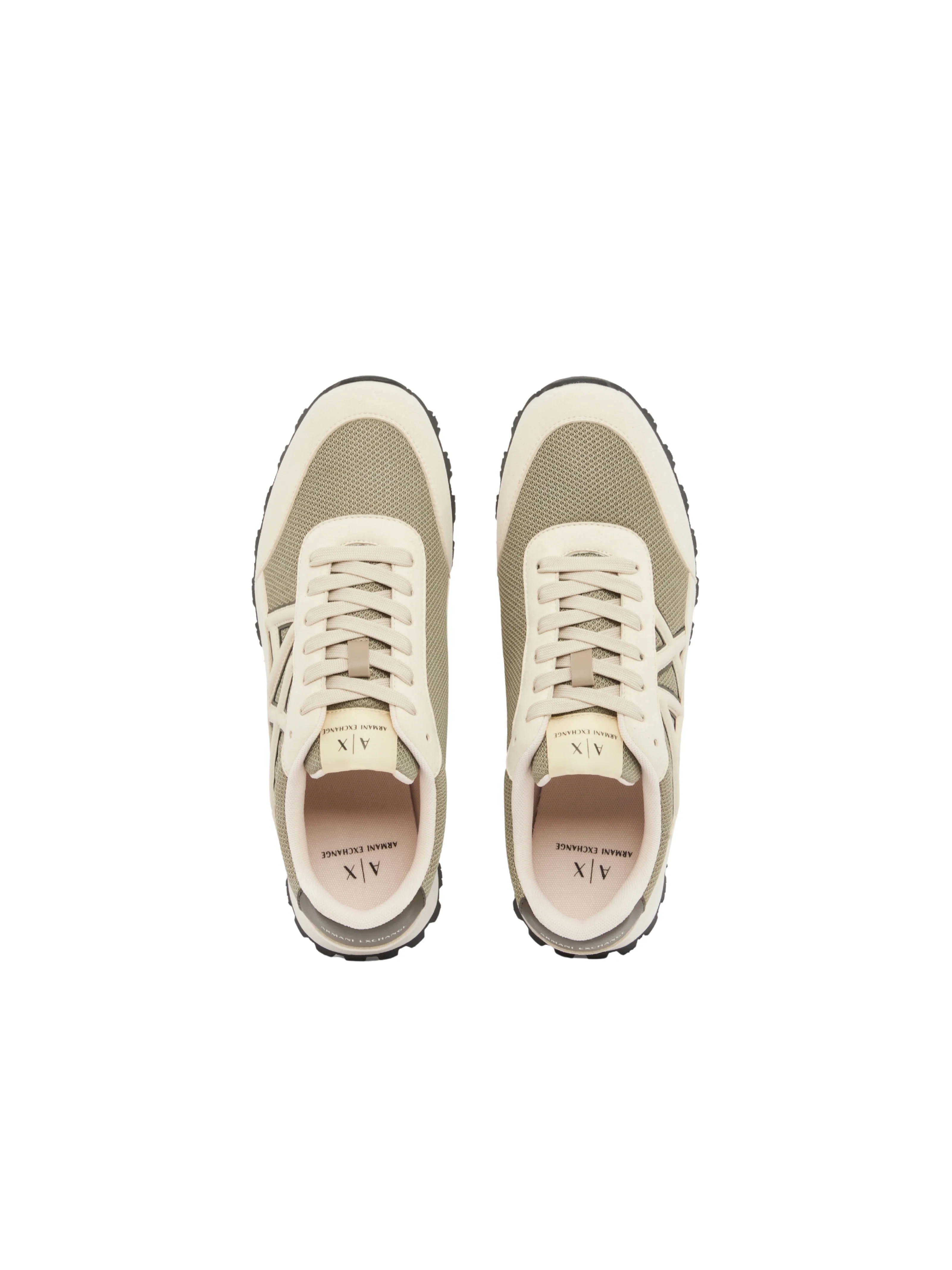 Sneakers Armani Exchange beige con logo AX a contrasto - Image 3