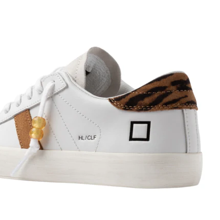 Sneakers "Hill Low Calf" D.a.t.e. bianche e inserti leopardati - Image 5