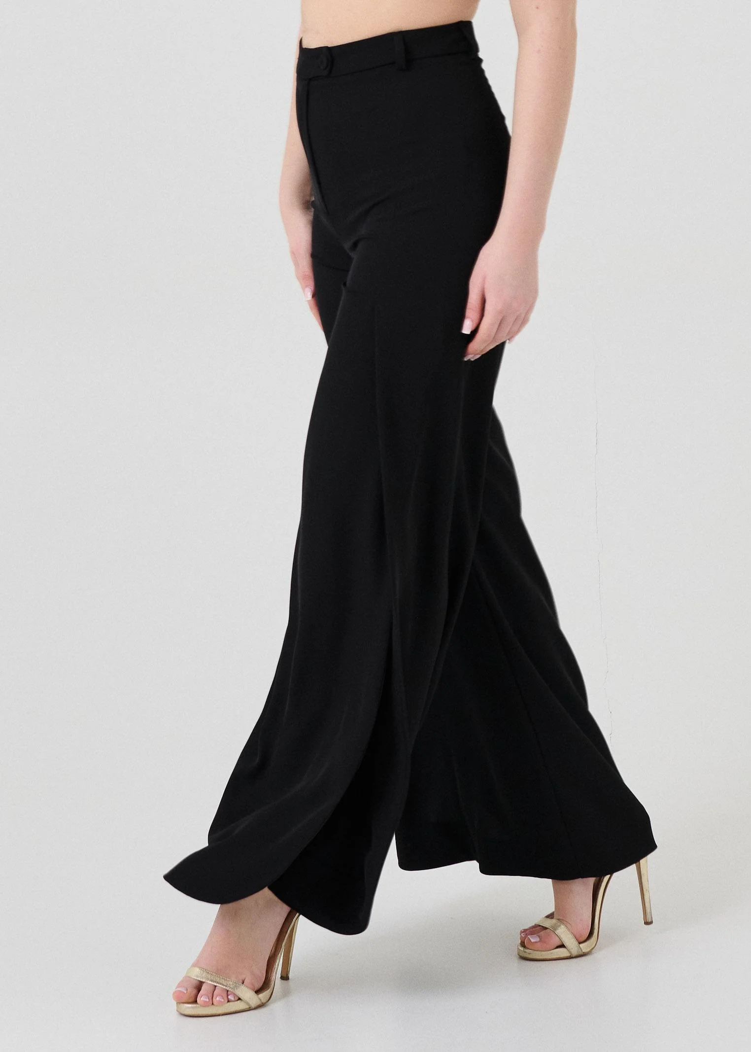 Pantalone a zampa Armoire nero con spacchi - Image 2