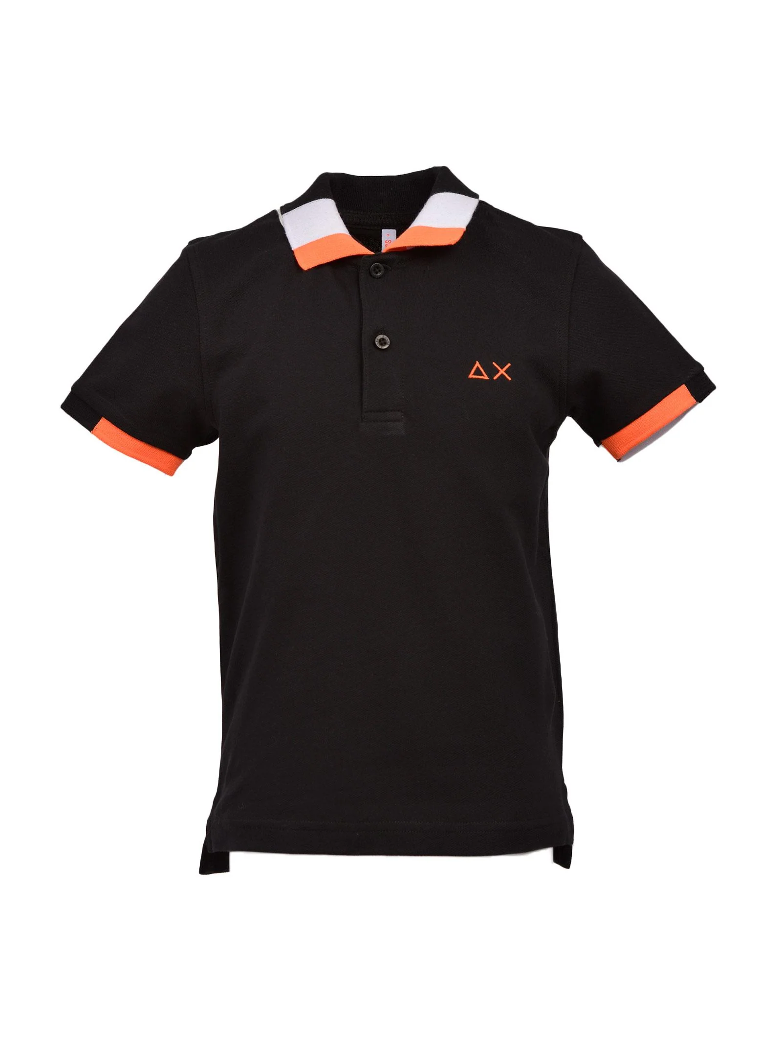Polo nera con ricamo arancio