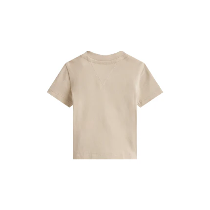 T-Shirt a maniche corteTommy Hilfiger beige con logo in rilievo - Image 2
