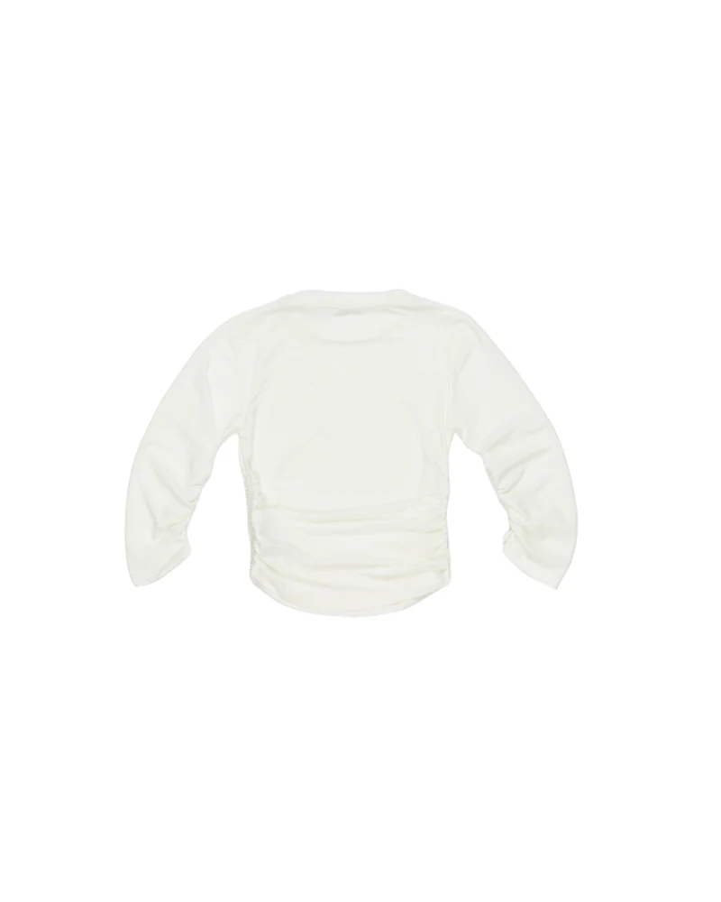 T-Shirt a maniche lunghe Lulù Miss Grant panna con inserti arricciati - Image 2