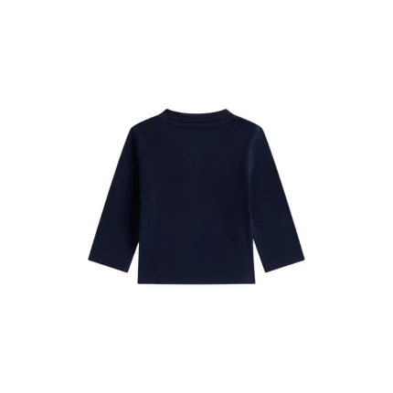 T-shirt a maniche lunghe Tommy Hilfiger blu con logo in rilievo - Image 2