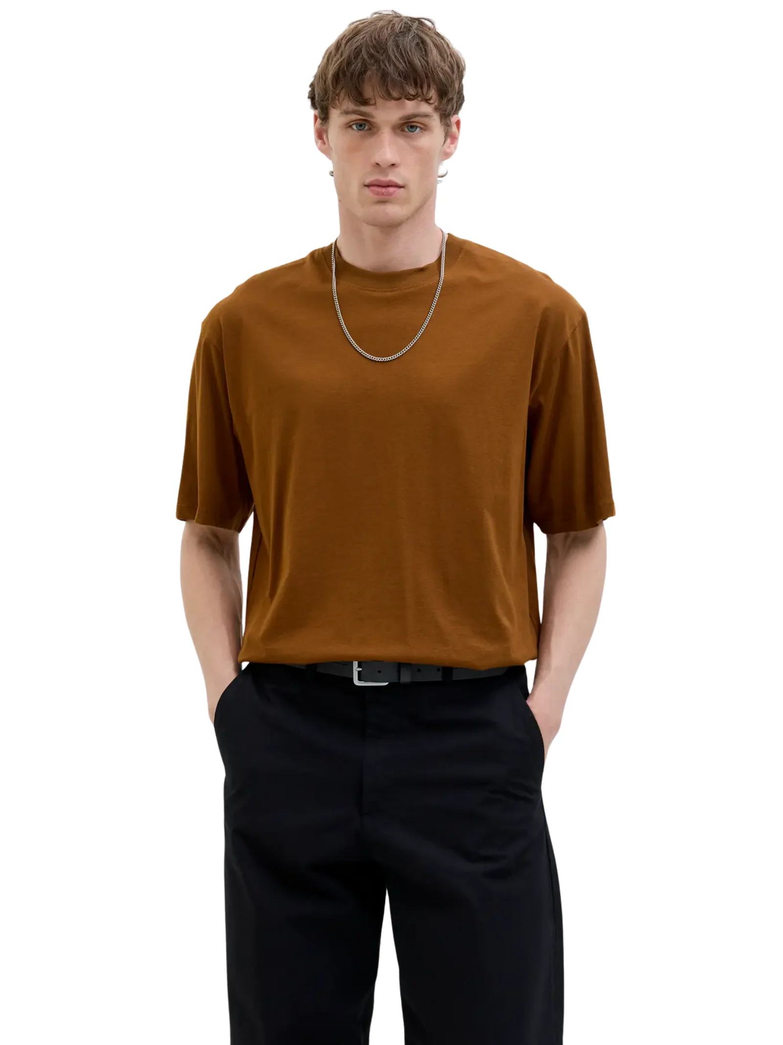 T-Shirt a mezze maniche Jack & Jones marrone oversize