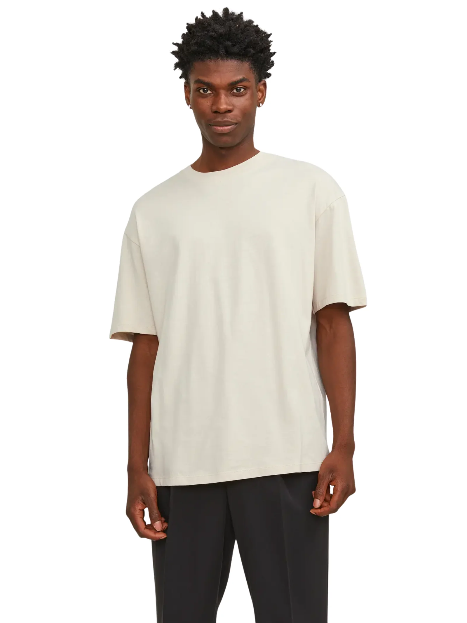T-Shirt a mezze maniche Jack & Jones panna oversize