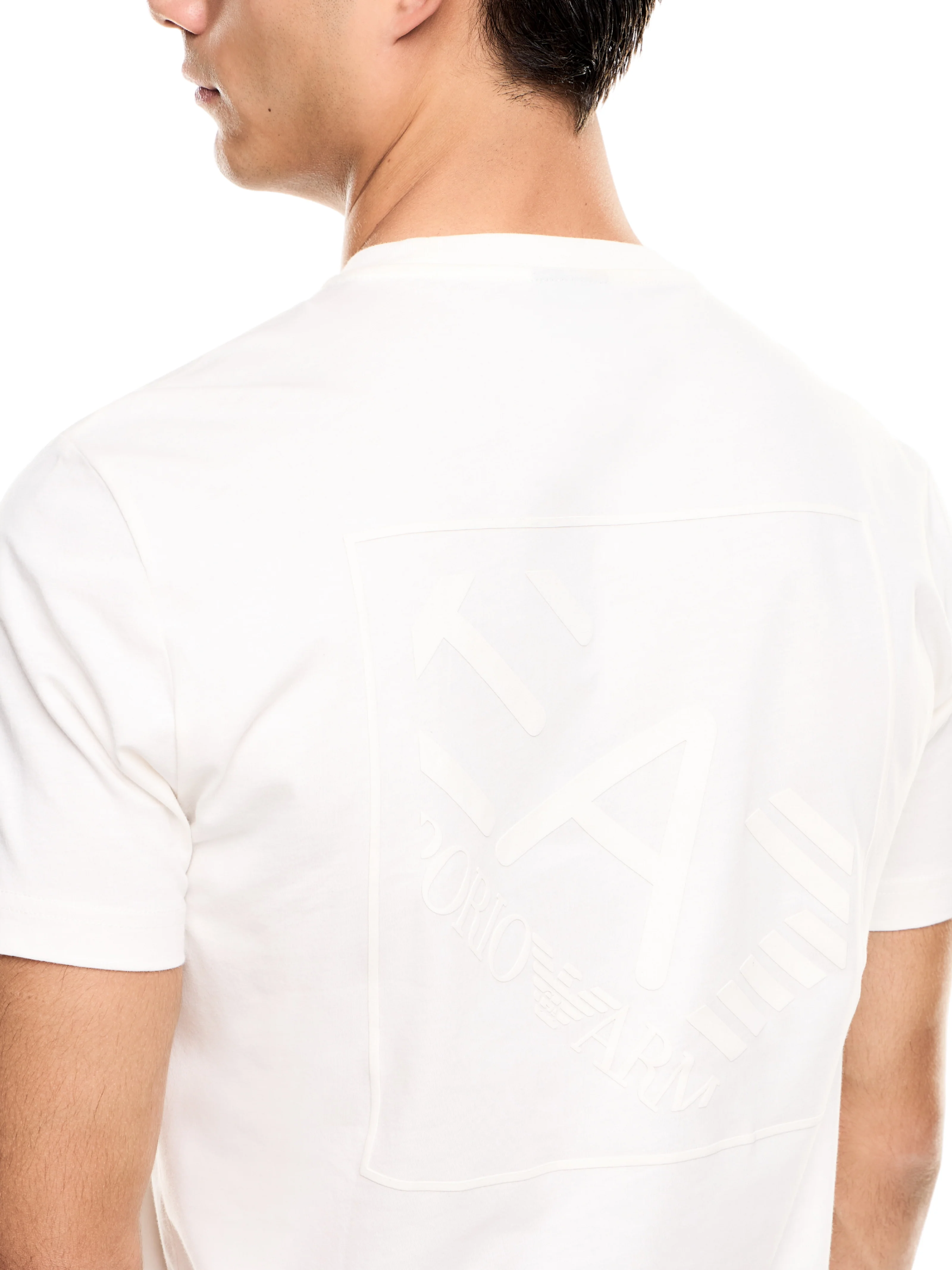 T-Shirt Armani EA7 bianca con maxi logo sul retro - Image 4