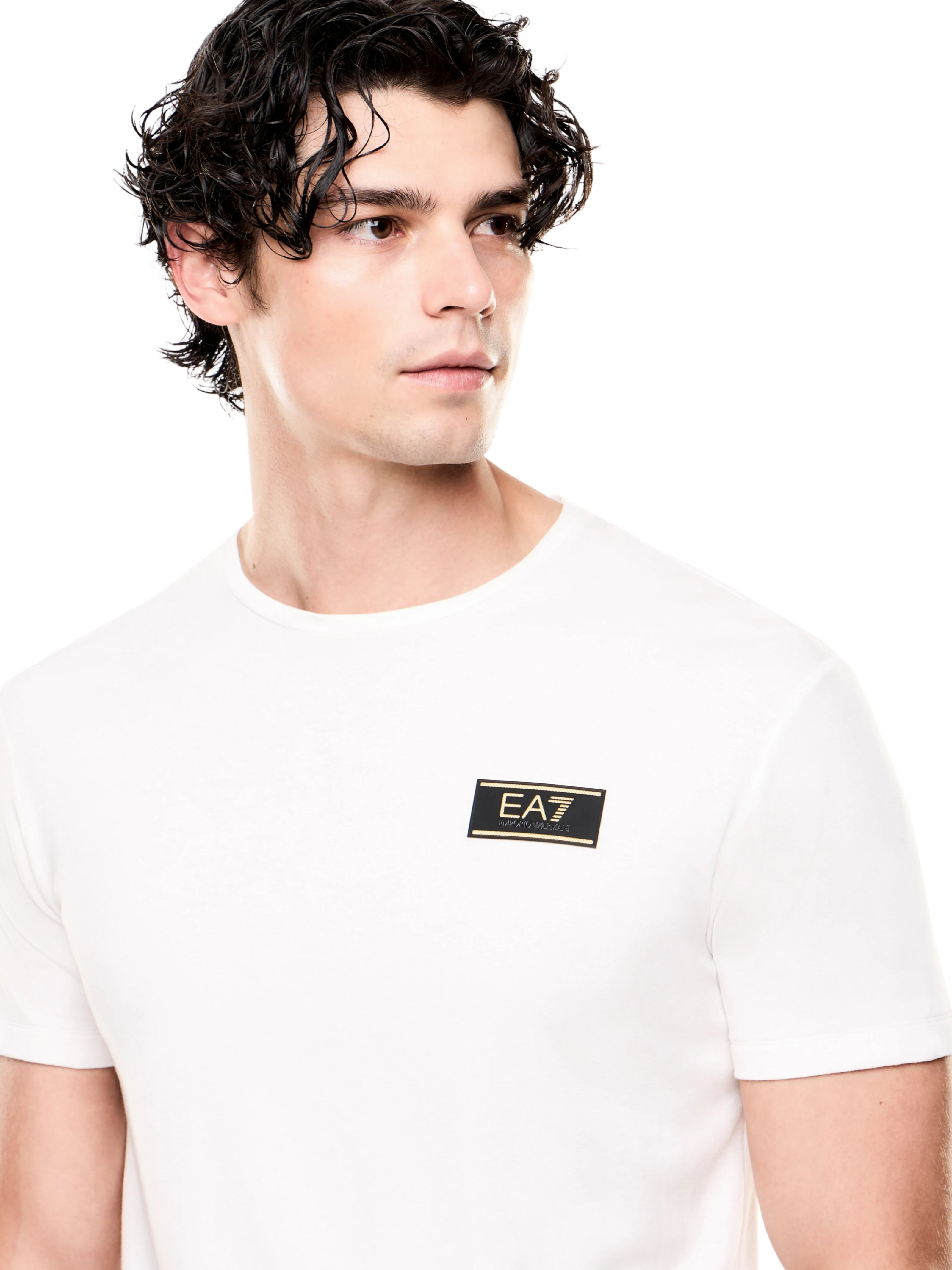T-Shirt Armani EA7 bianca con patch logo - Image 3