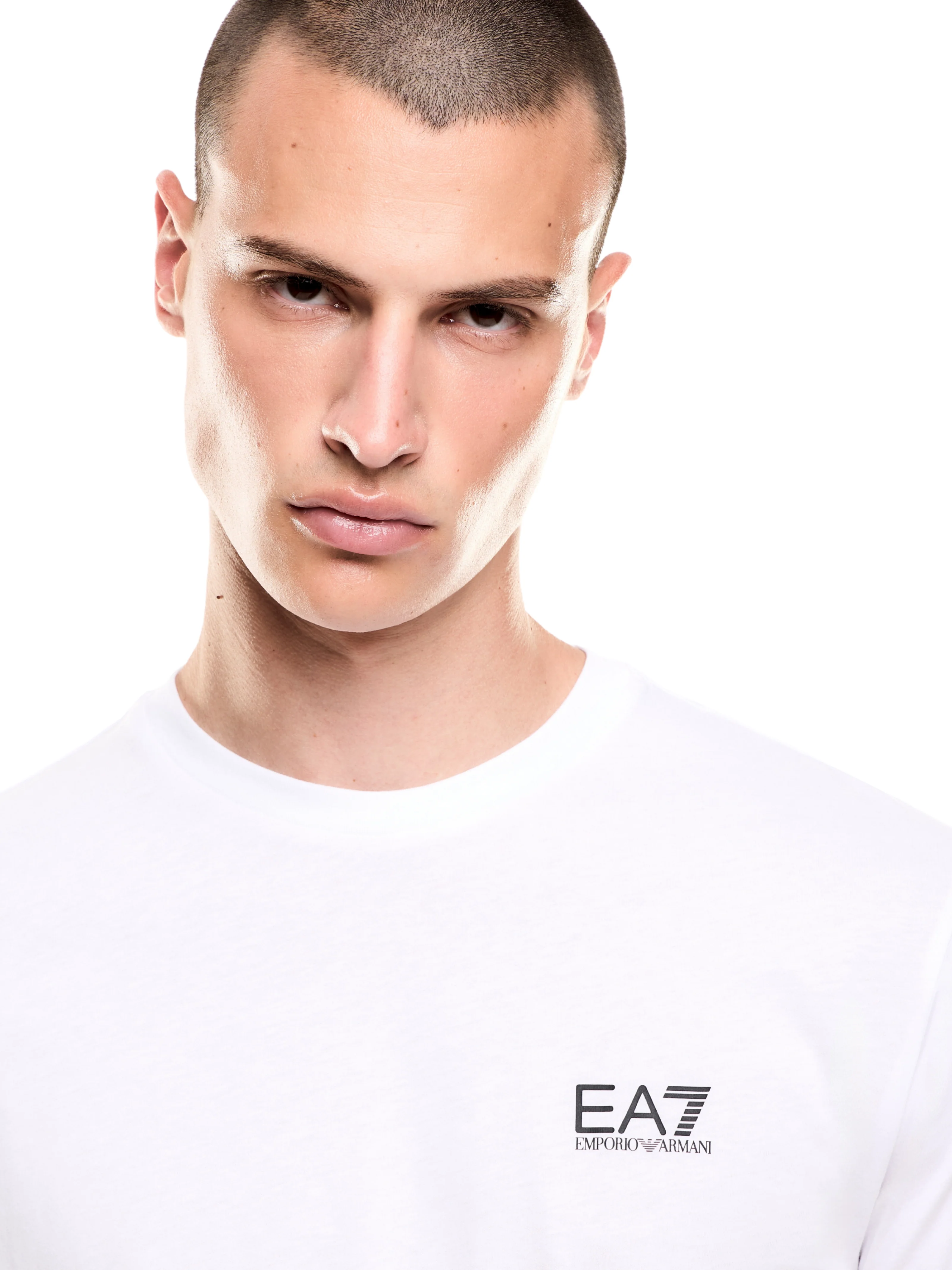 T-shirt Armani EA7 bianca in jersey di cotone - Image 3