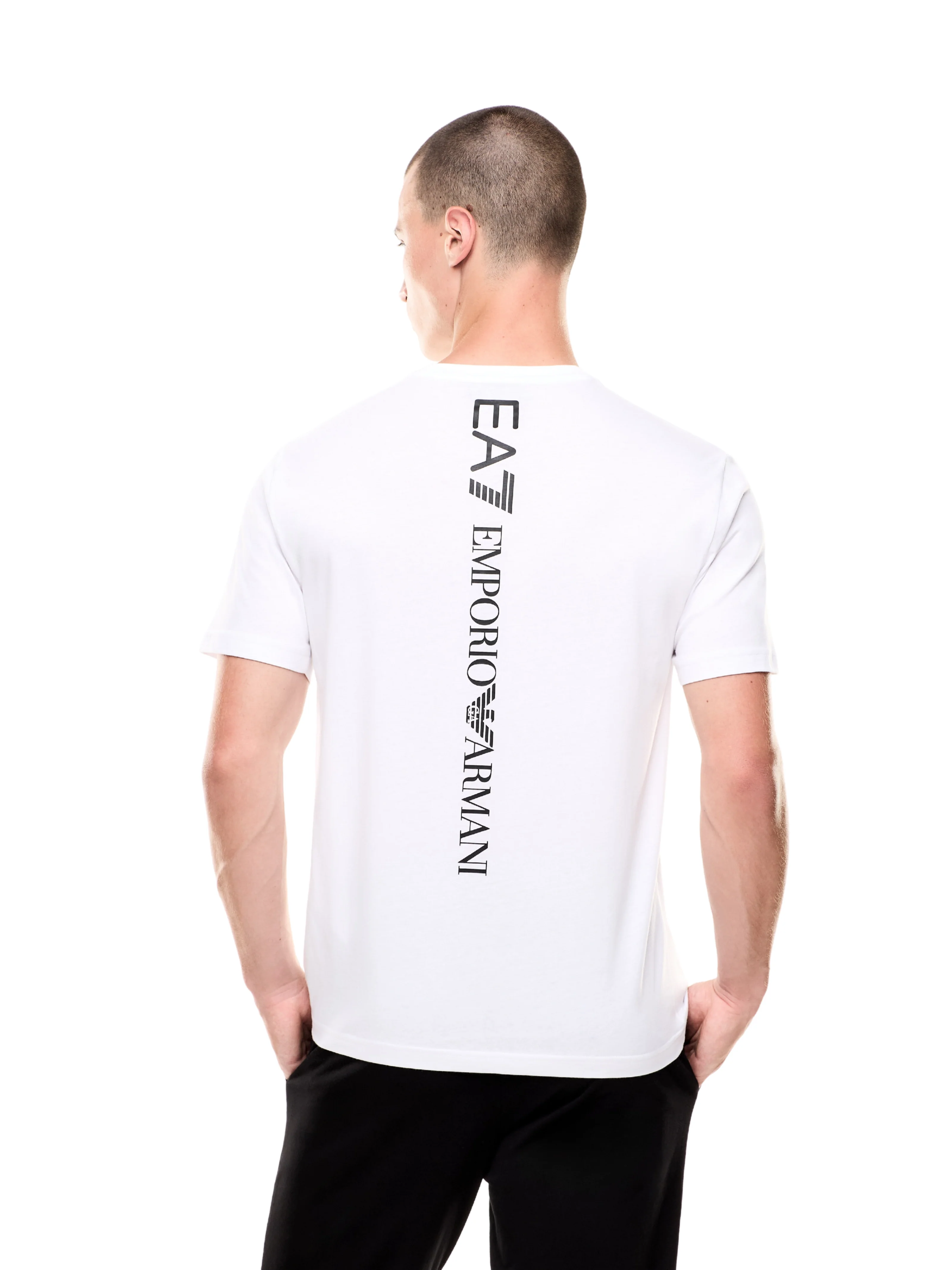 T-shirt Armani EA7 bianca in jersey di cotone - Image 4