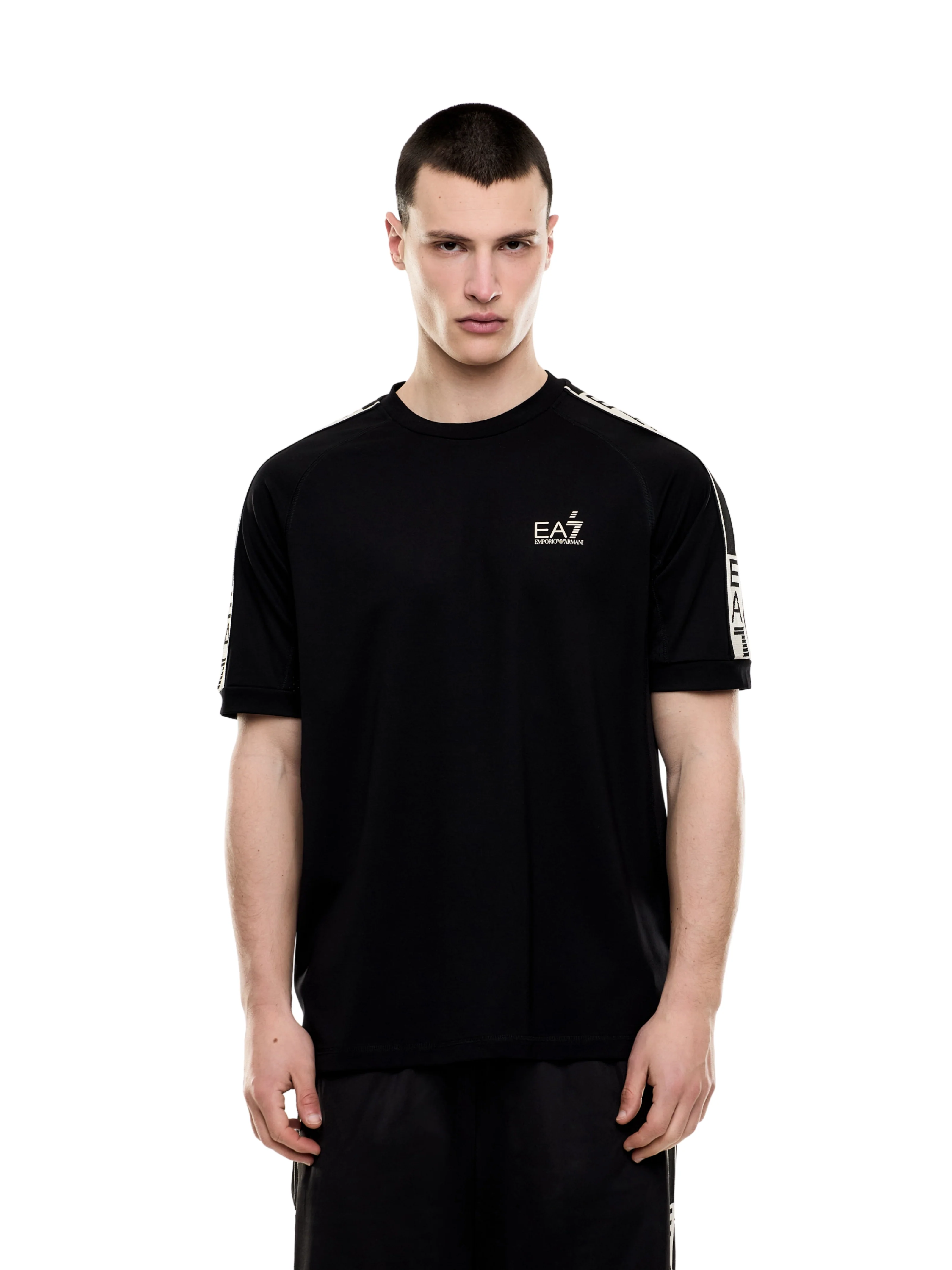 T-Shirt Armani EA7 nera con bande laterali - Image 2