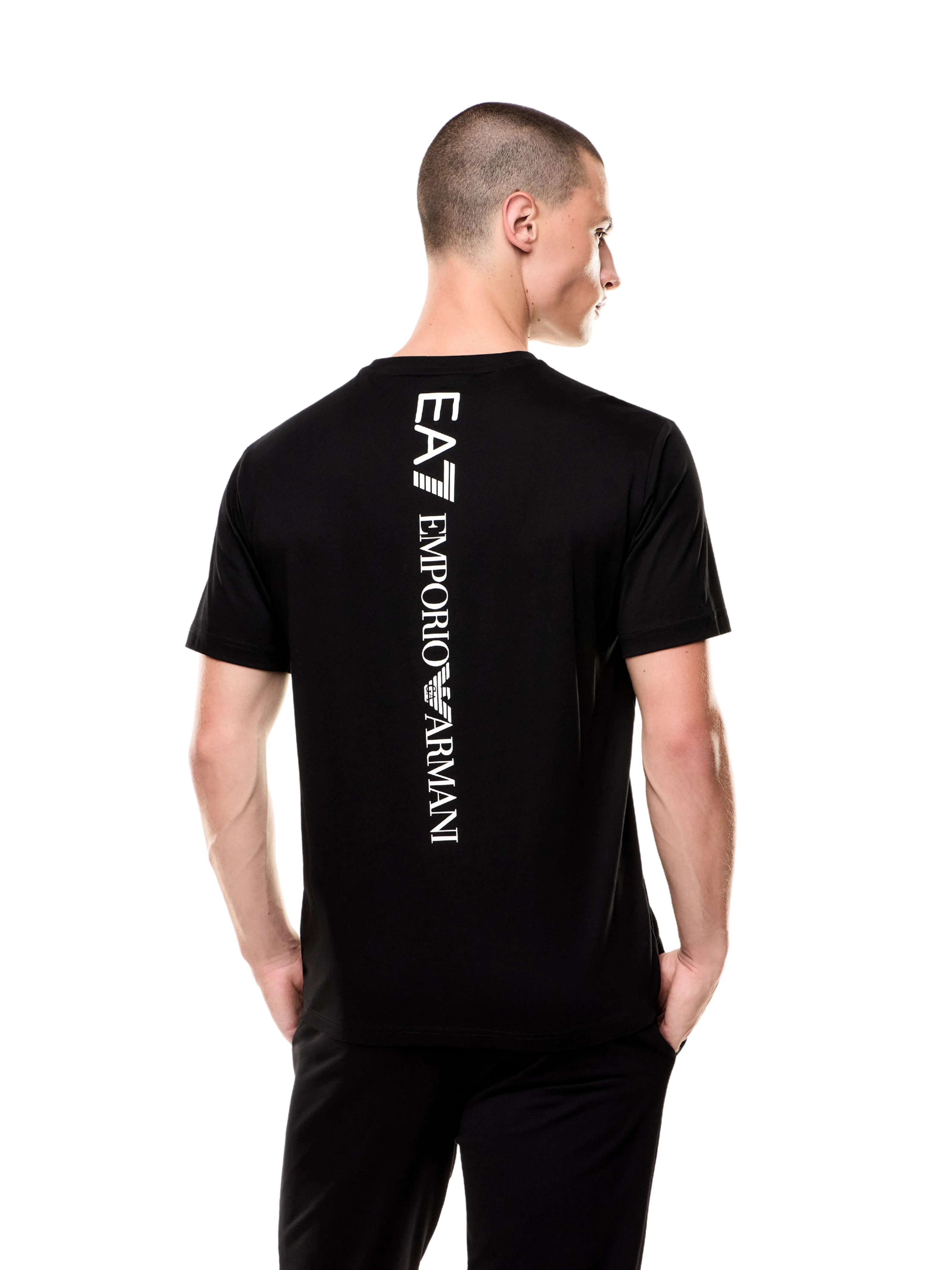 T-shirt Armani EA7 nera in jersey di cotone - Image 4