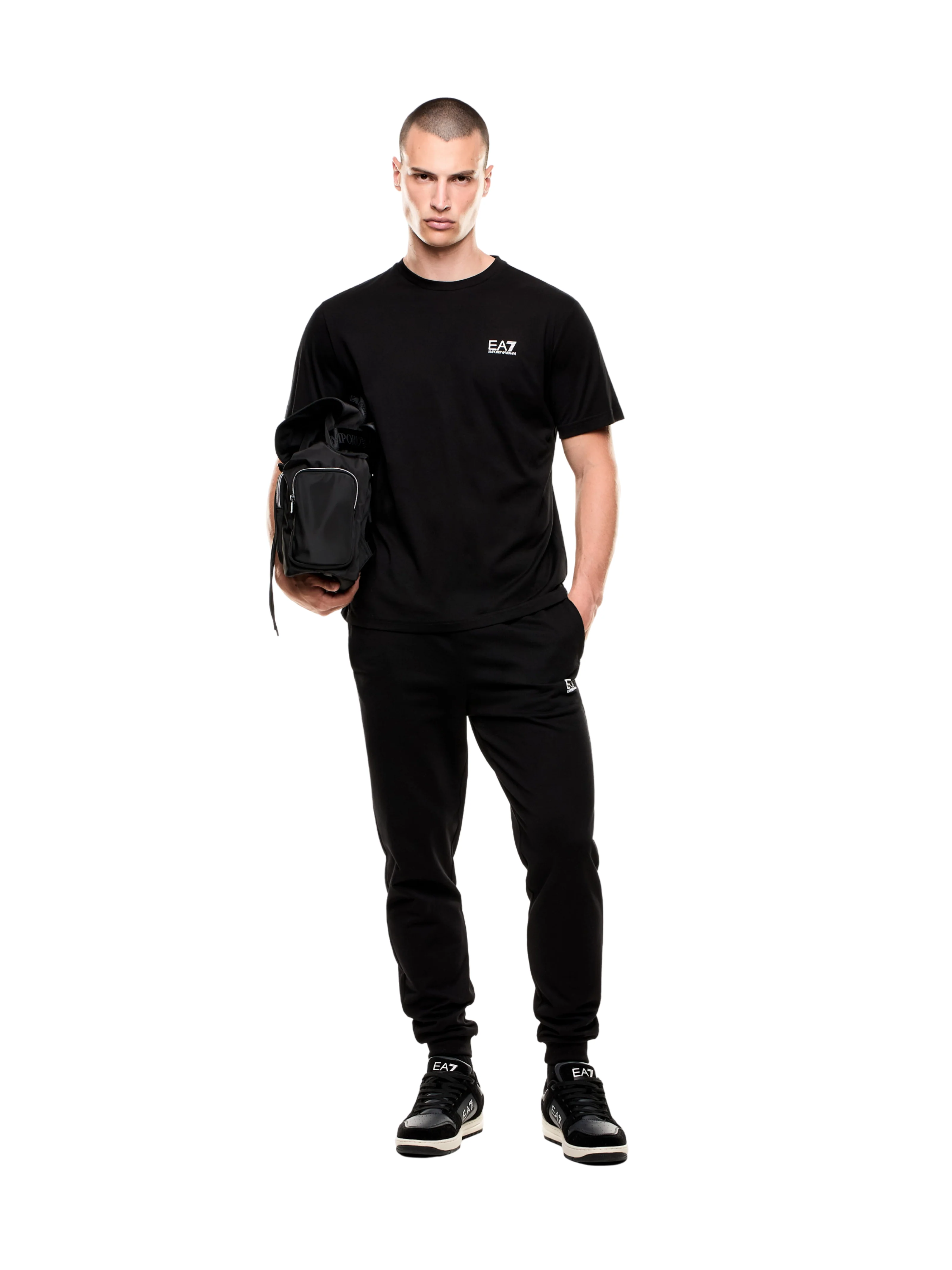 T-shirt Armani EA7 nera in jersey di cotone - Image 5