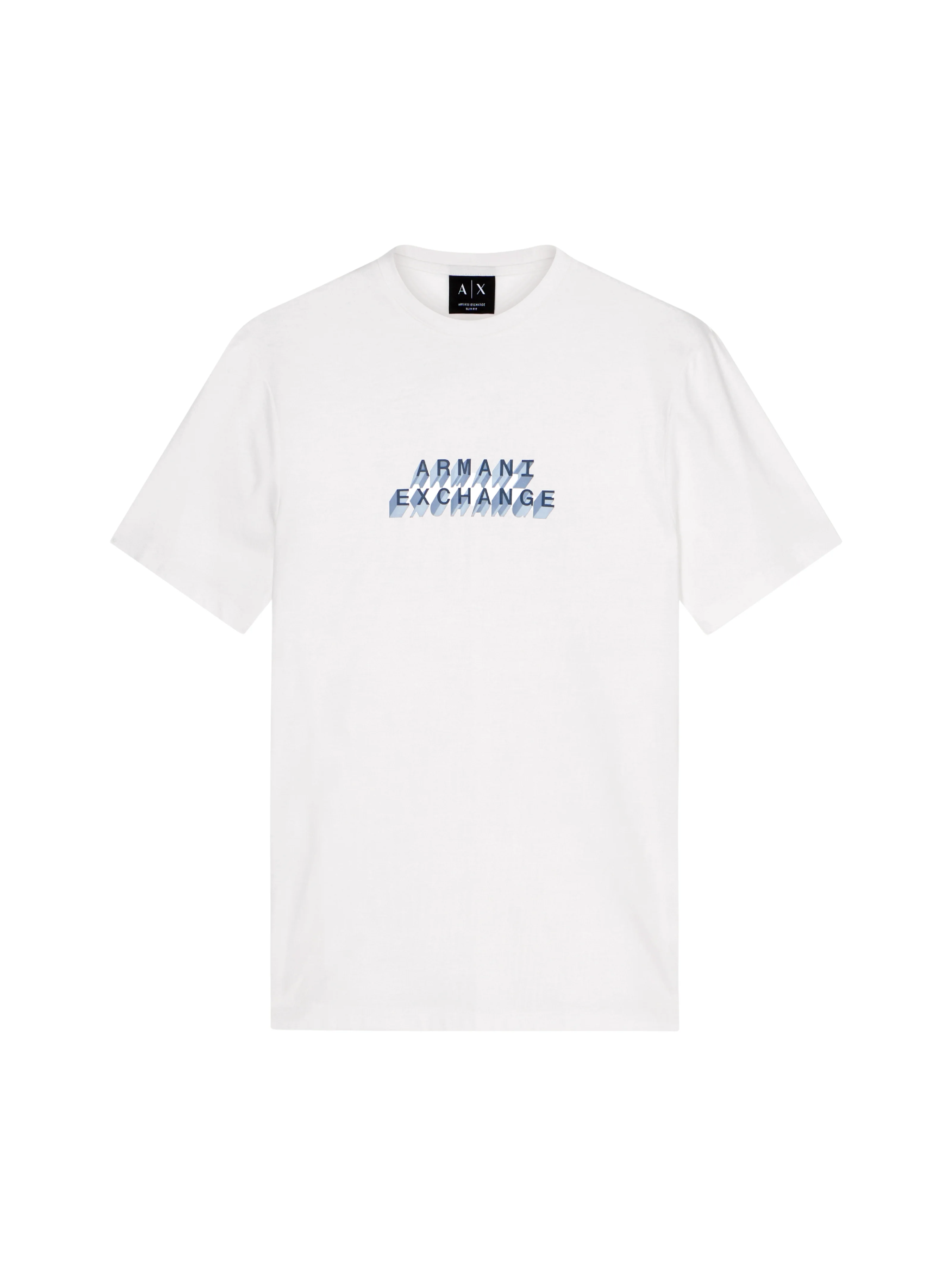 T-Shirt Armani Exchange bianca con logo azzurro