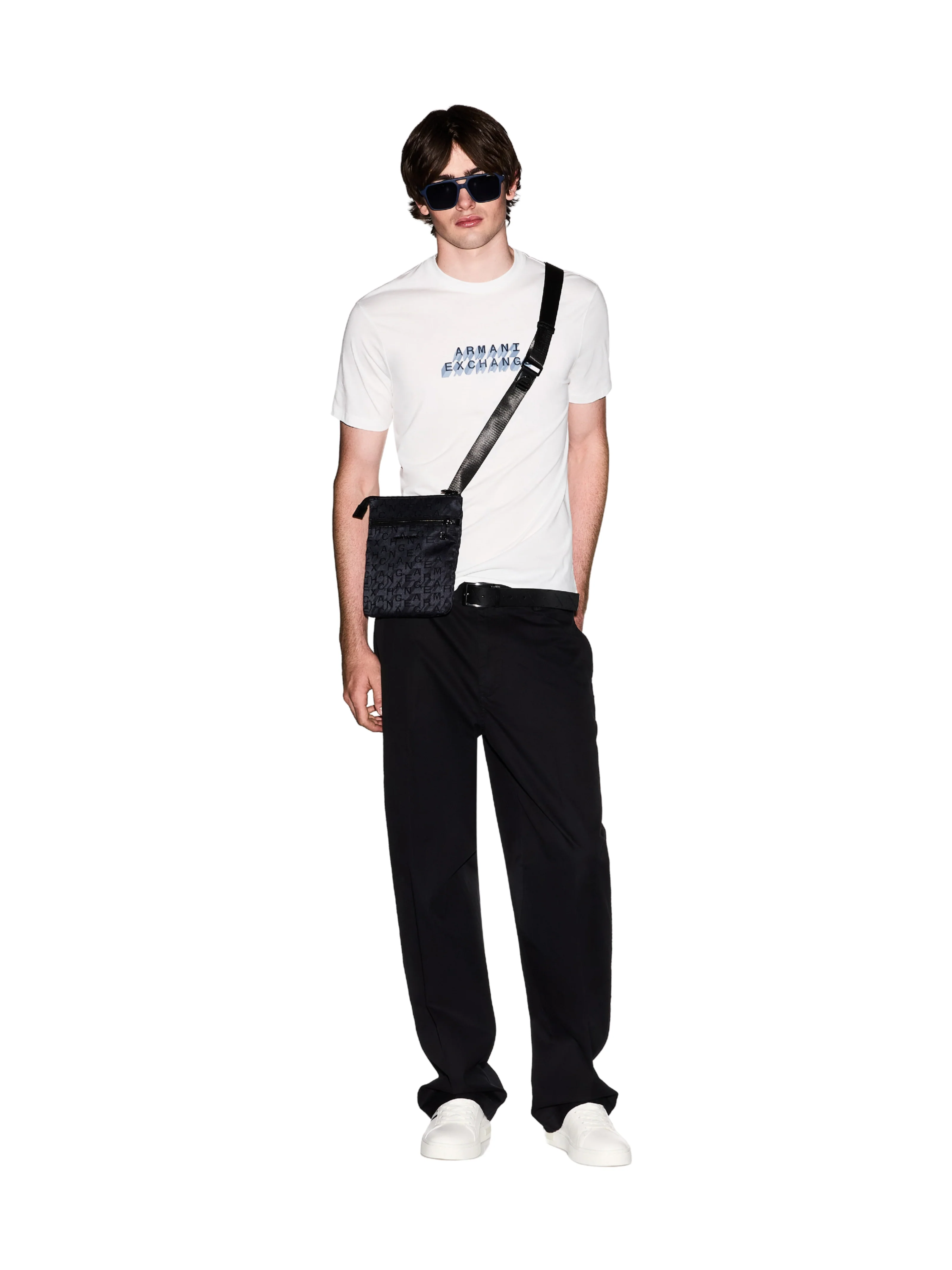 T-Shirt Armani Exchange bianca con logo azzurro - Image 5
