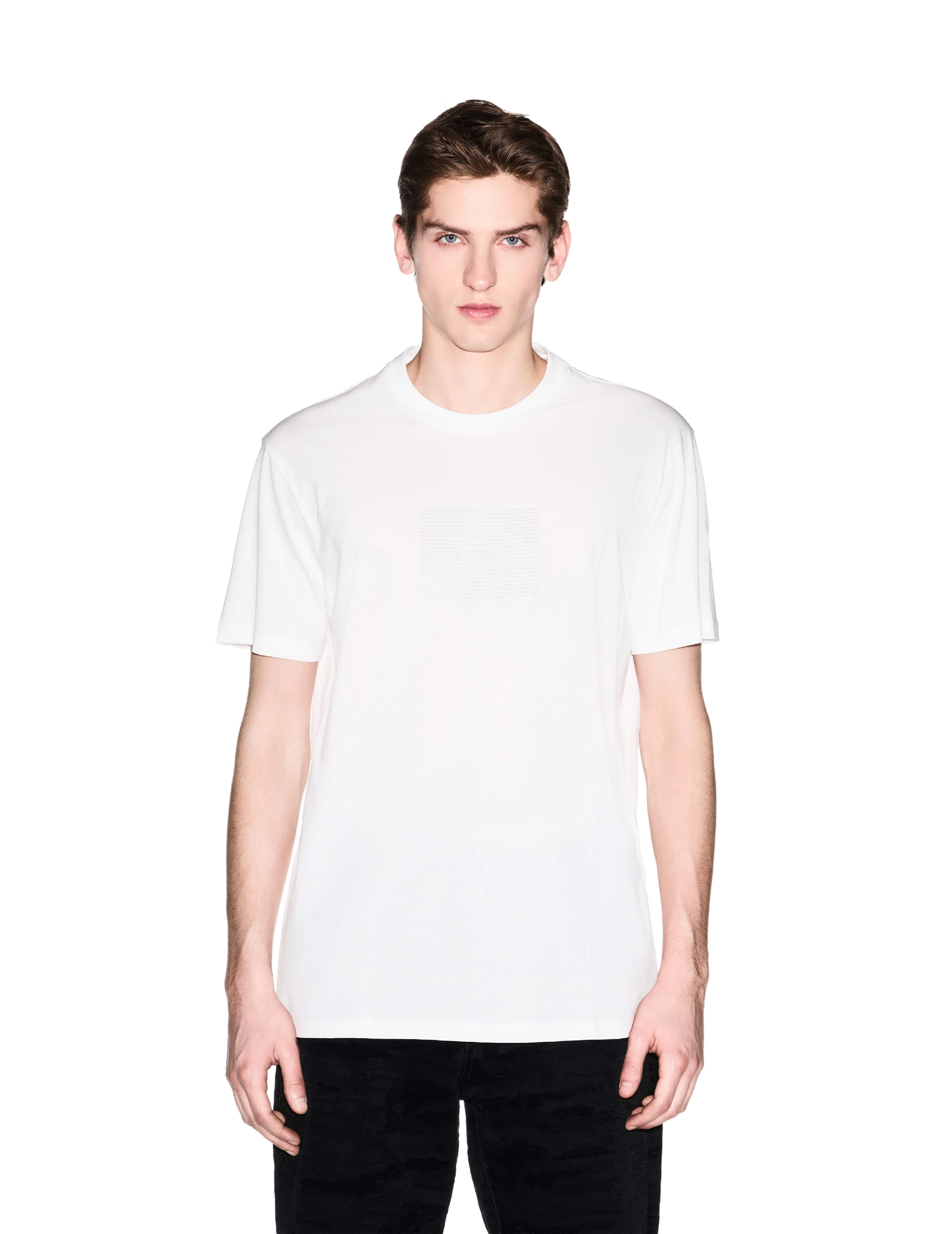 T-Shirt Armani Exchange bianca con logo tono su tono - Image 2