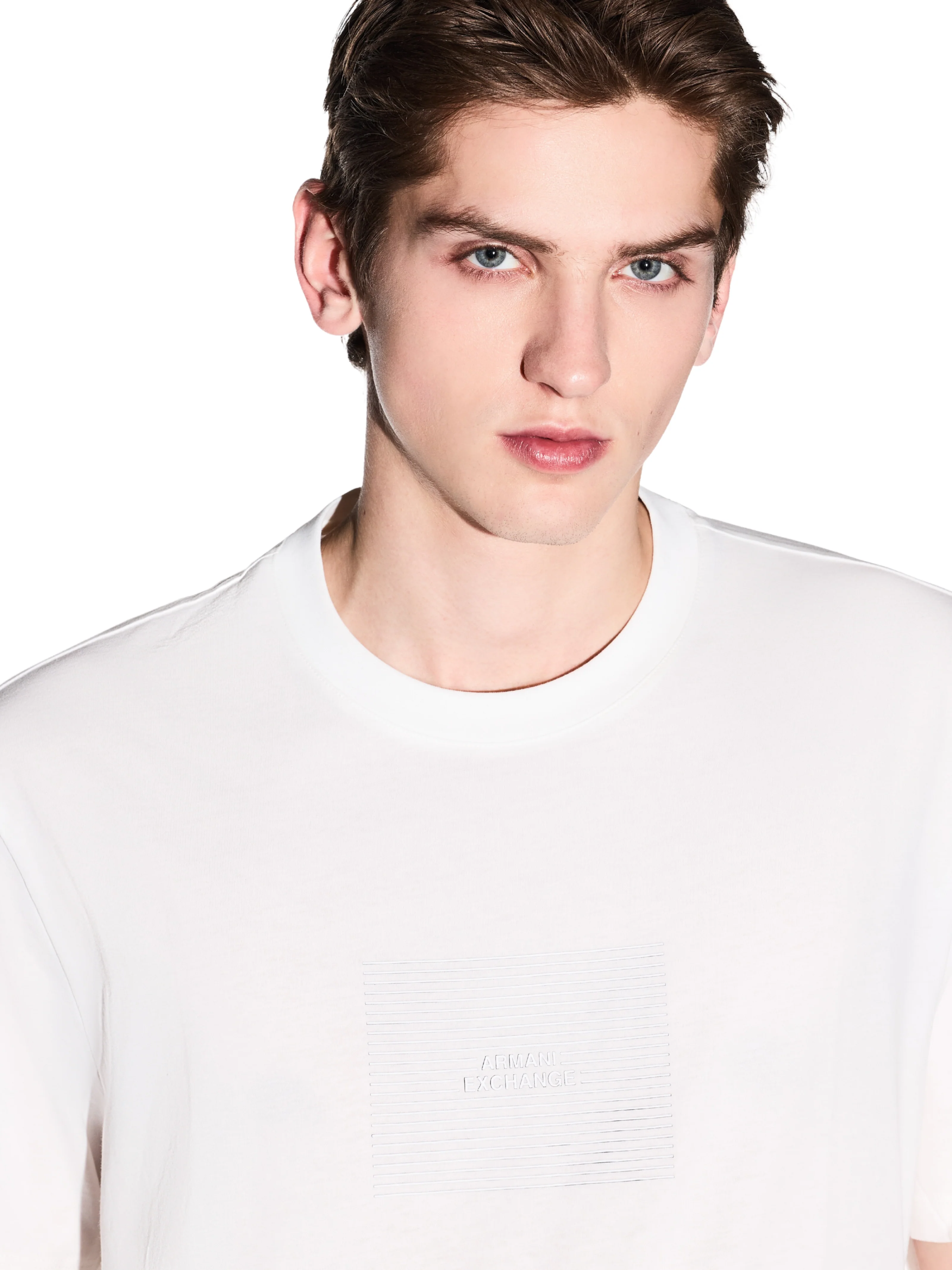 T-Shirt Armani Exchange bianca con logo tono su tono - Image 3