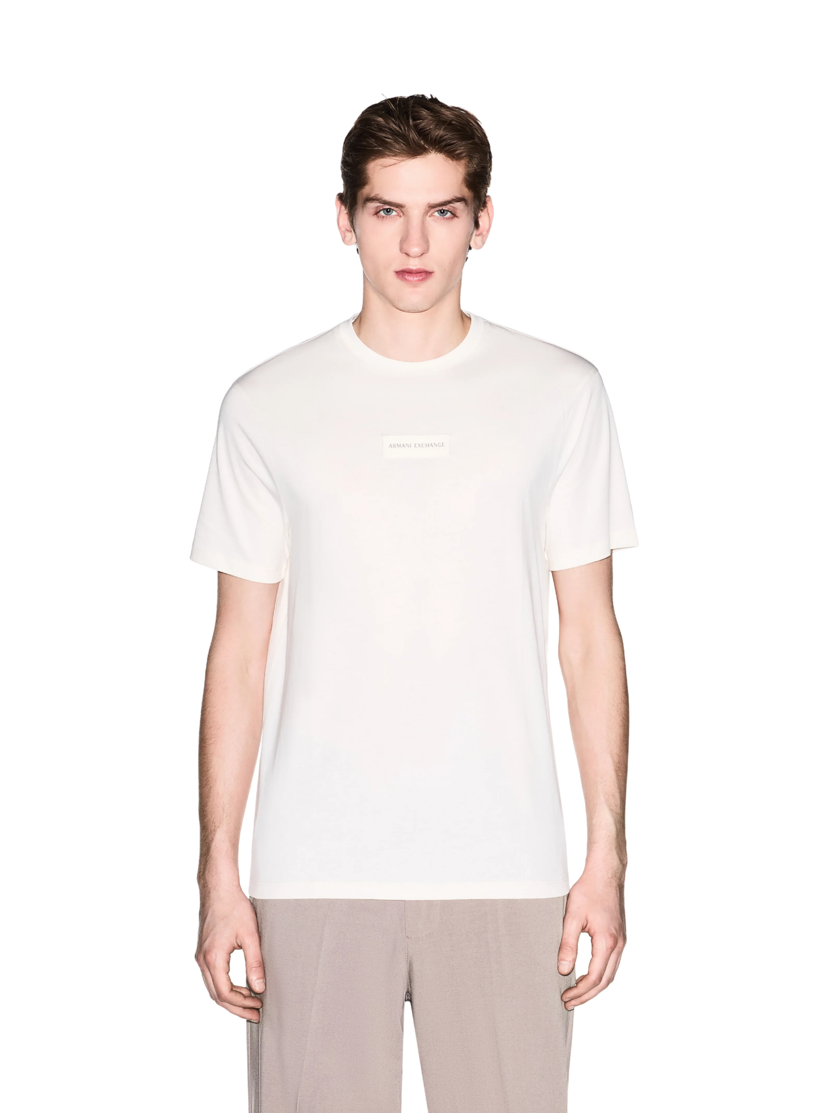 T-Shirt Armani Exchange bianca con patch logo frontale - Image 2