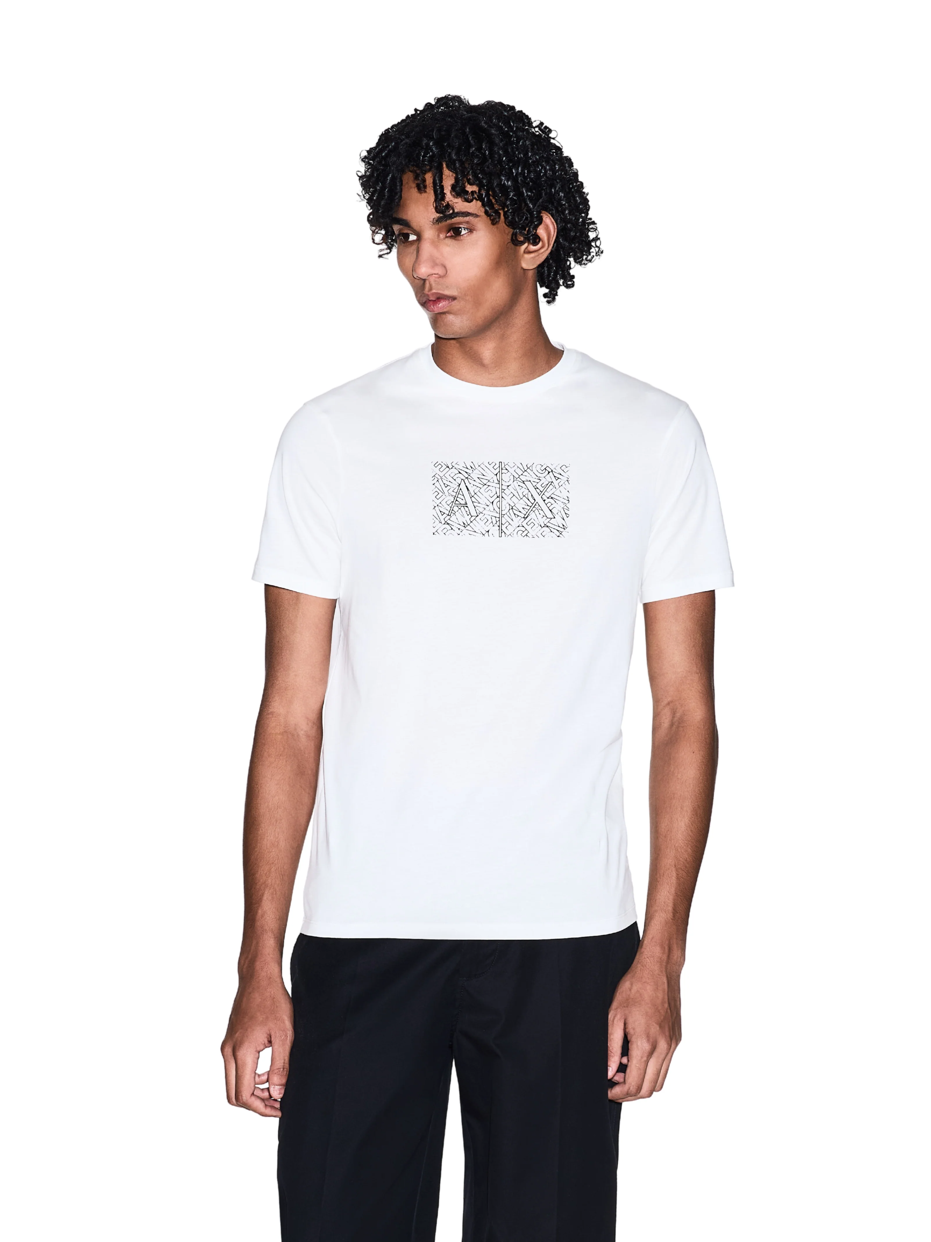 T-shirt Armani Exchange bianca con stampa e logo A | X - Image 2