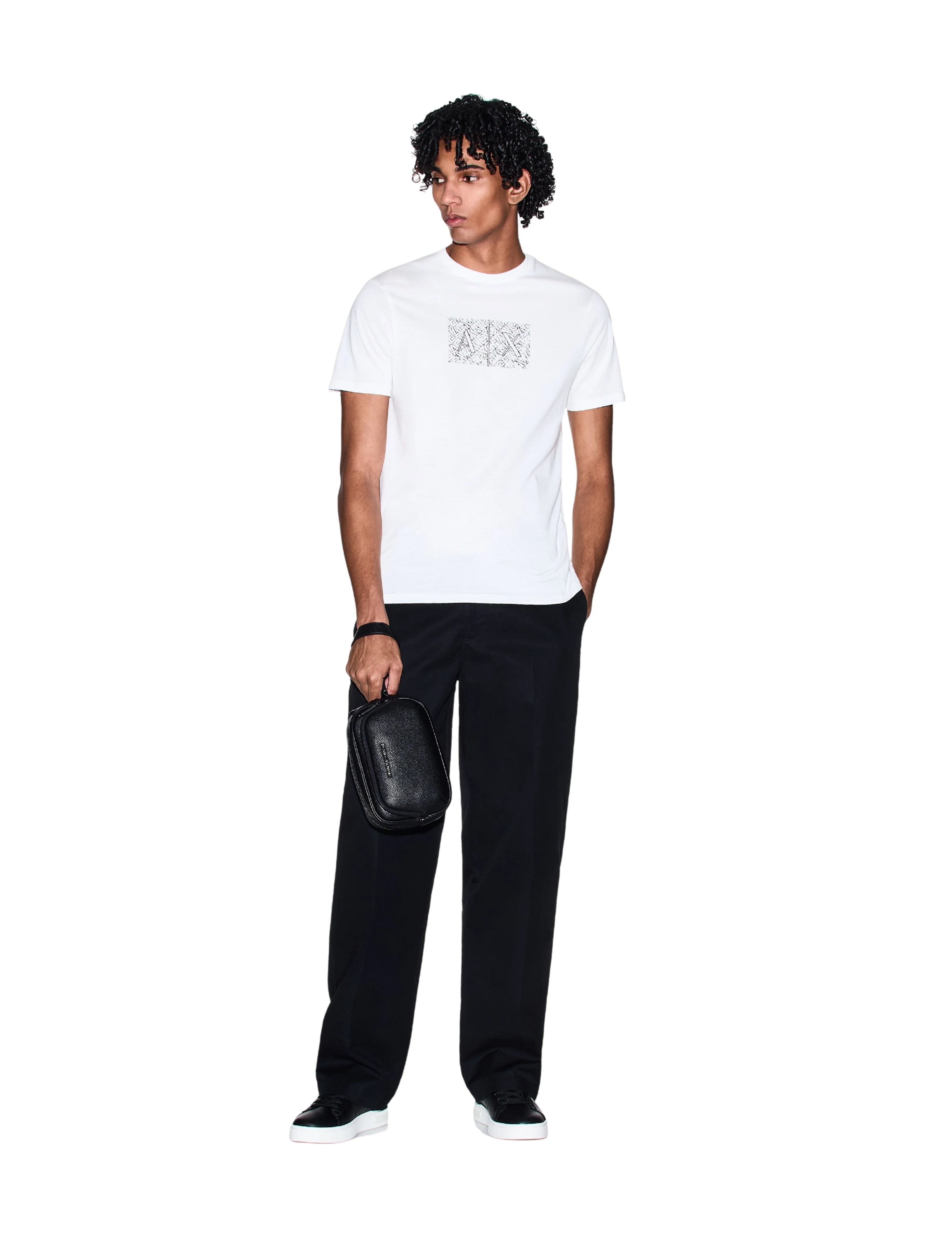 T-shirt Armani Exchange bianca con stampa e logo A | X - Image 5