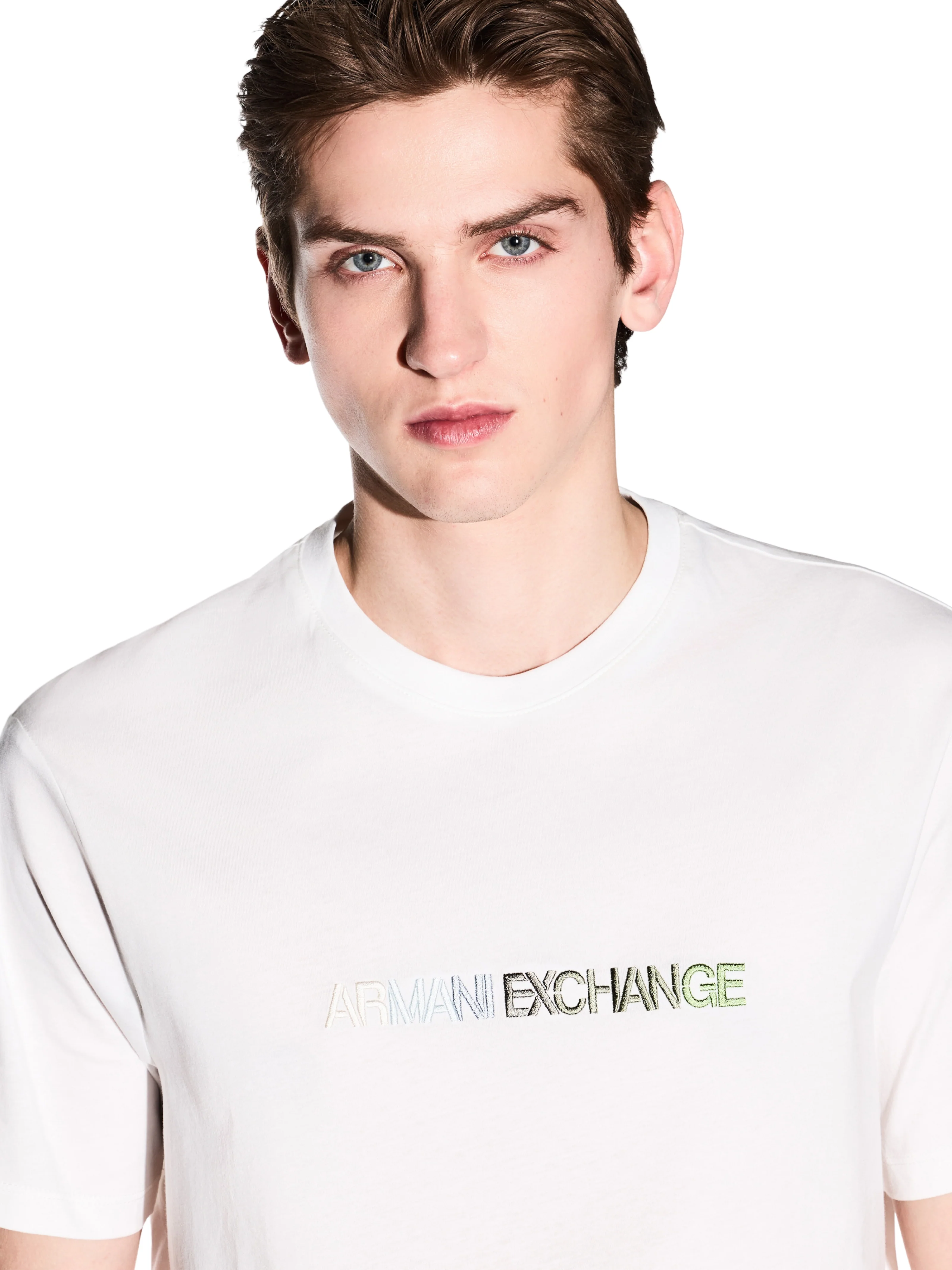 T-Shirt Armani Exchange bianco con logo multicolor - Image 3