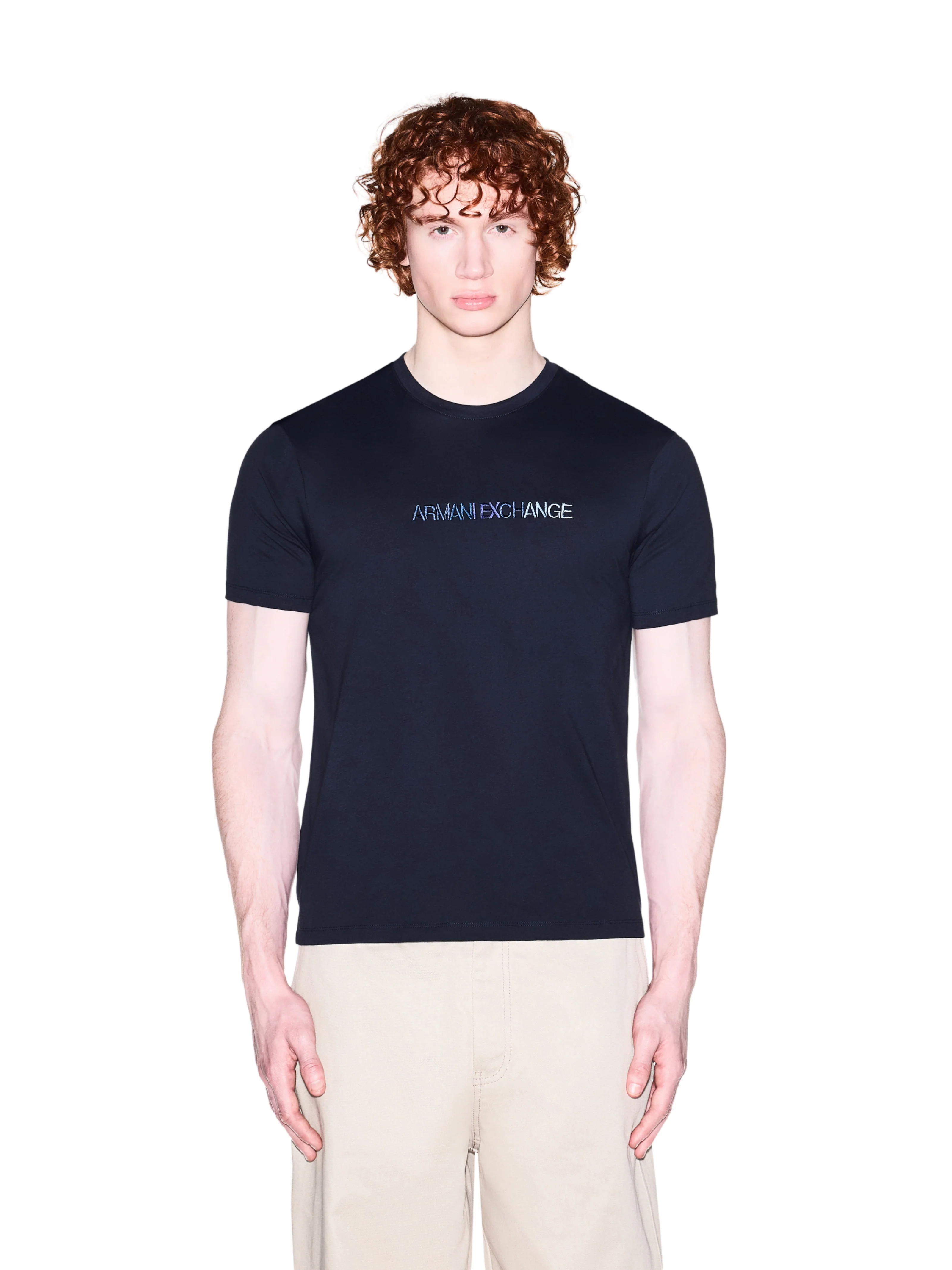 T-Shirt Armani Exchange blu con logo azzurro sfumato - Image 2