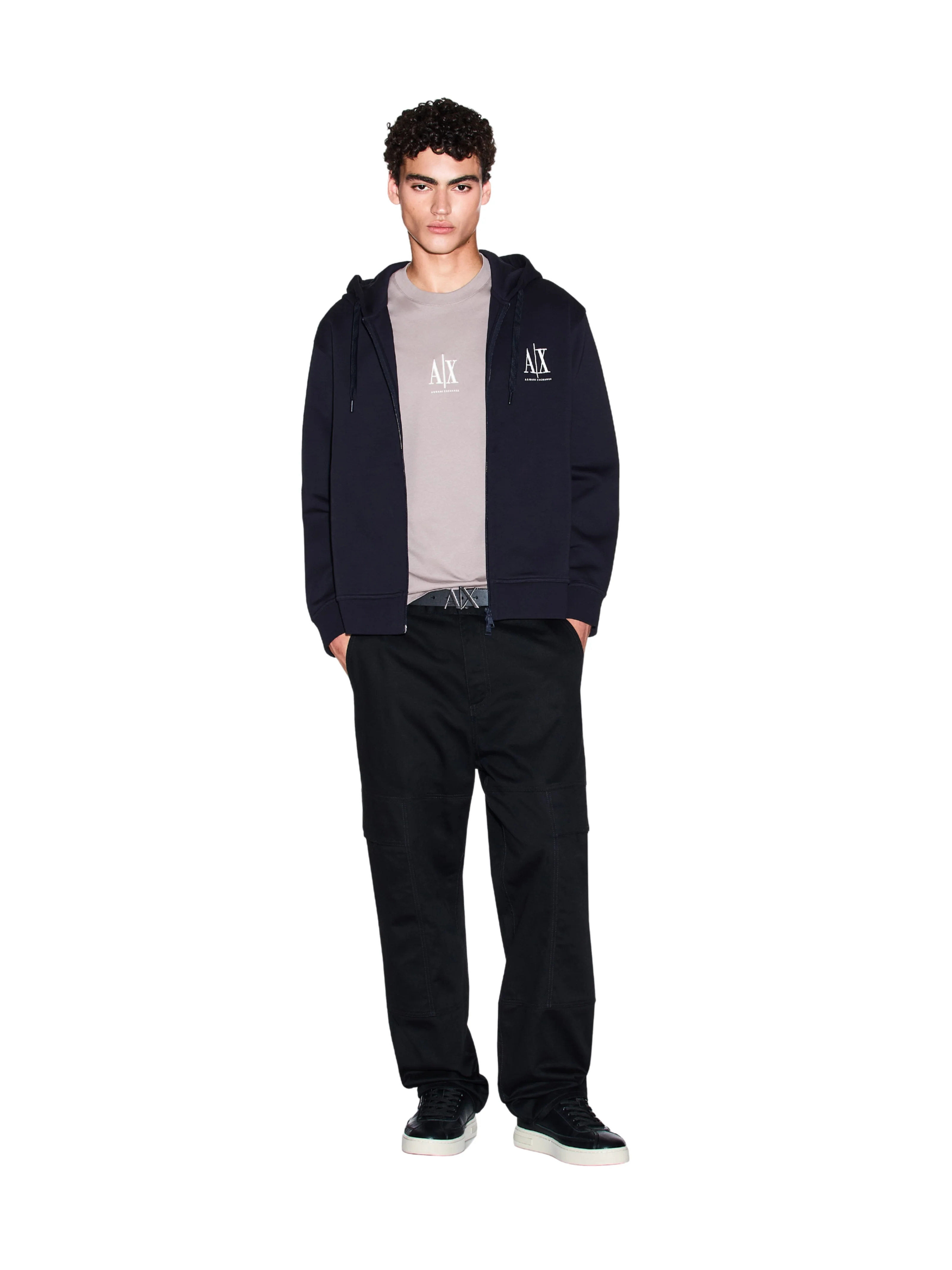 T-Shirt Armani Exchange fango con logo iconico frontale ricamato - Image 5