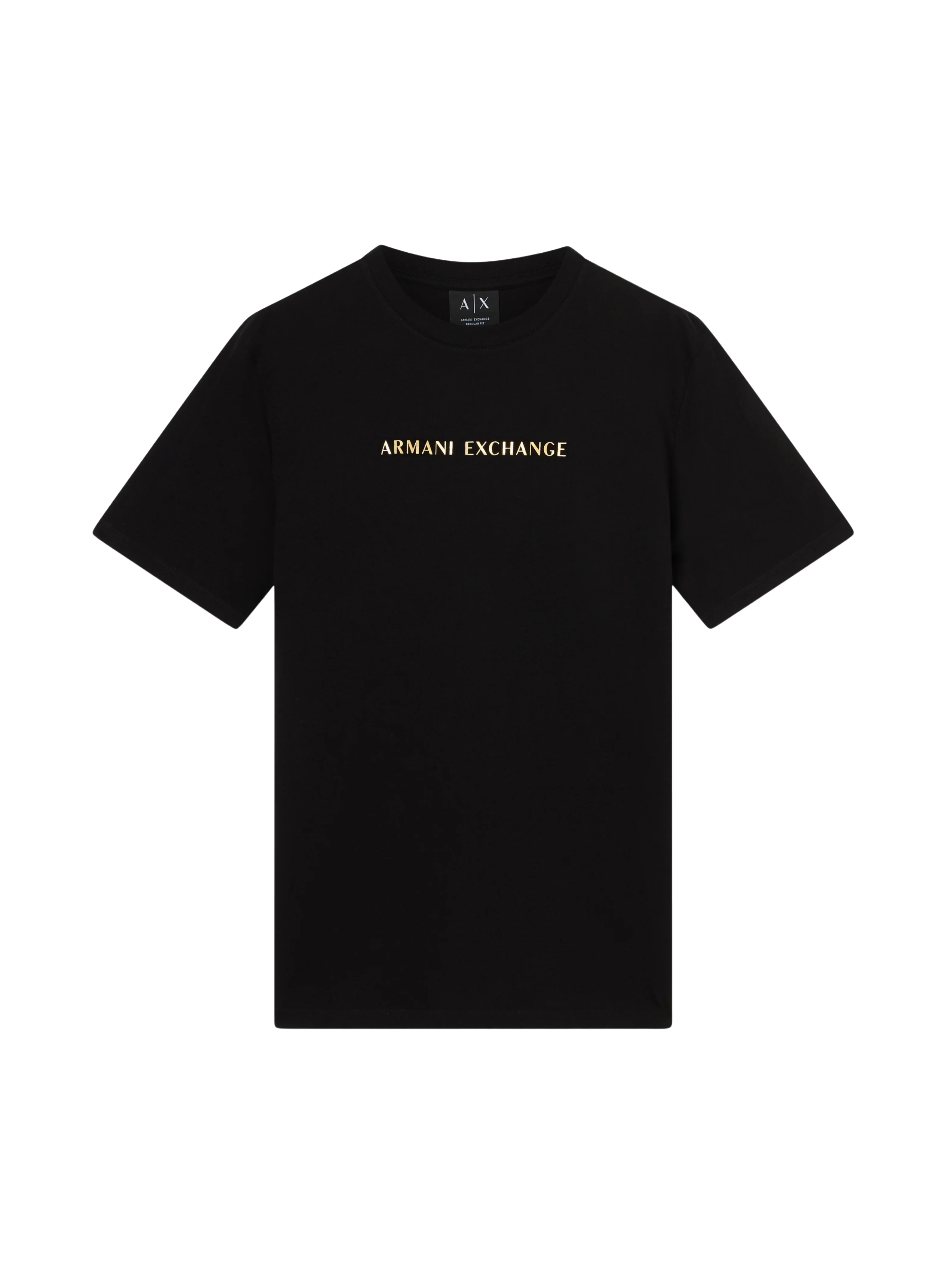 T-Shirt Armani Exchange nera con logo lettering giallo