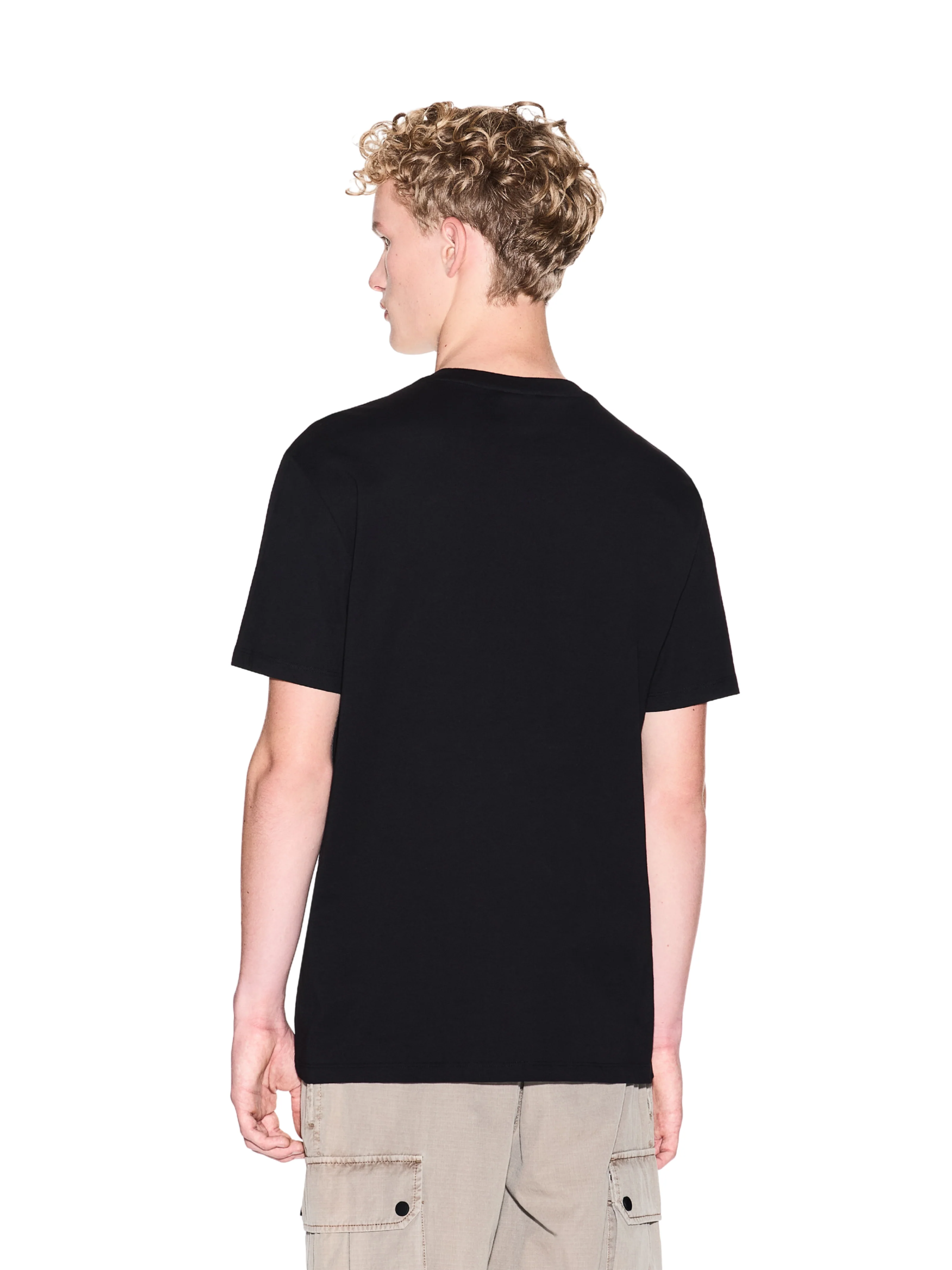T-Shirt Armani Exchange nera con logo lettering giallo - Image 4