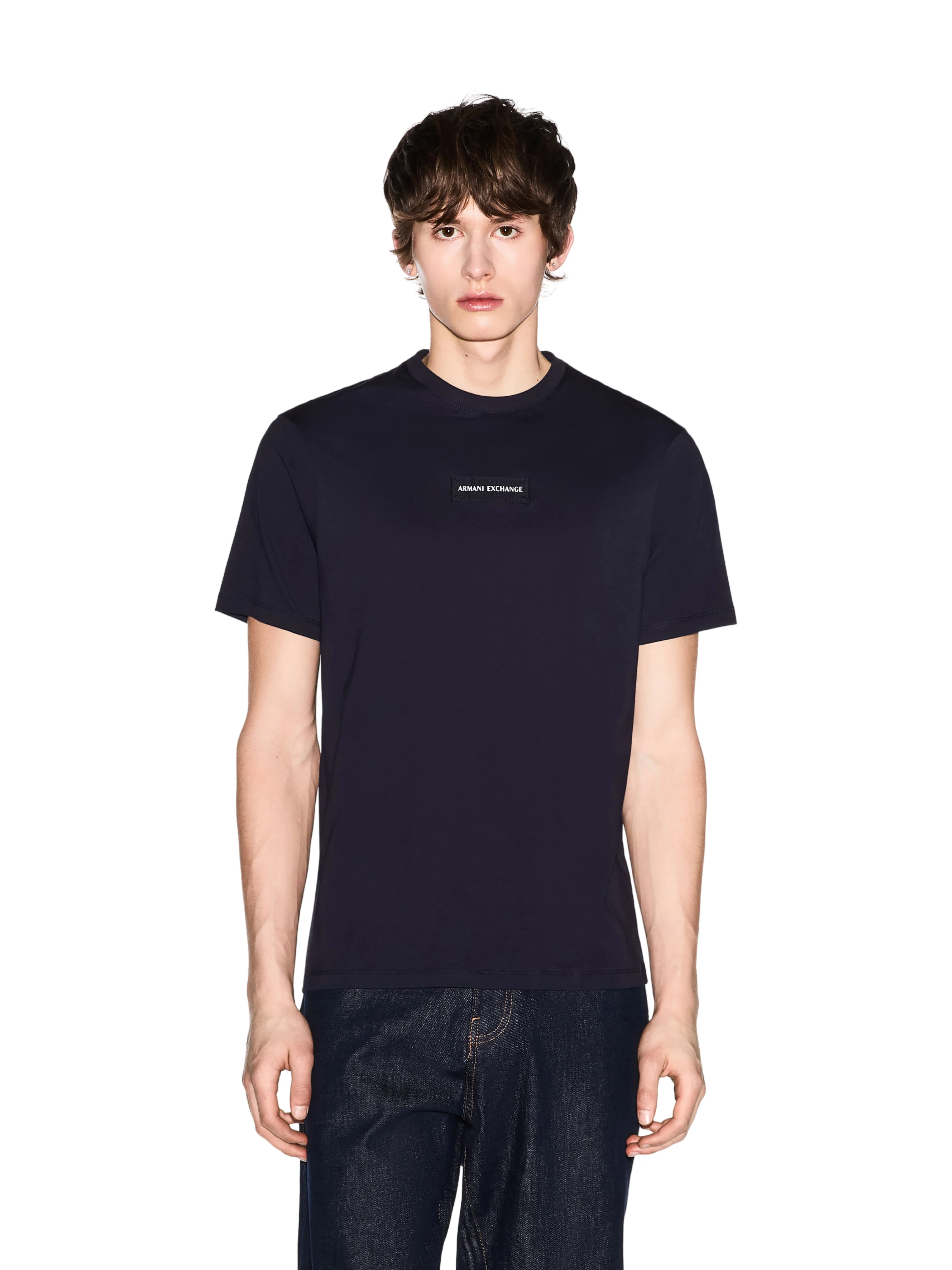 T-Shirt Armani Exchange nera con patch logo frontale - Image 2