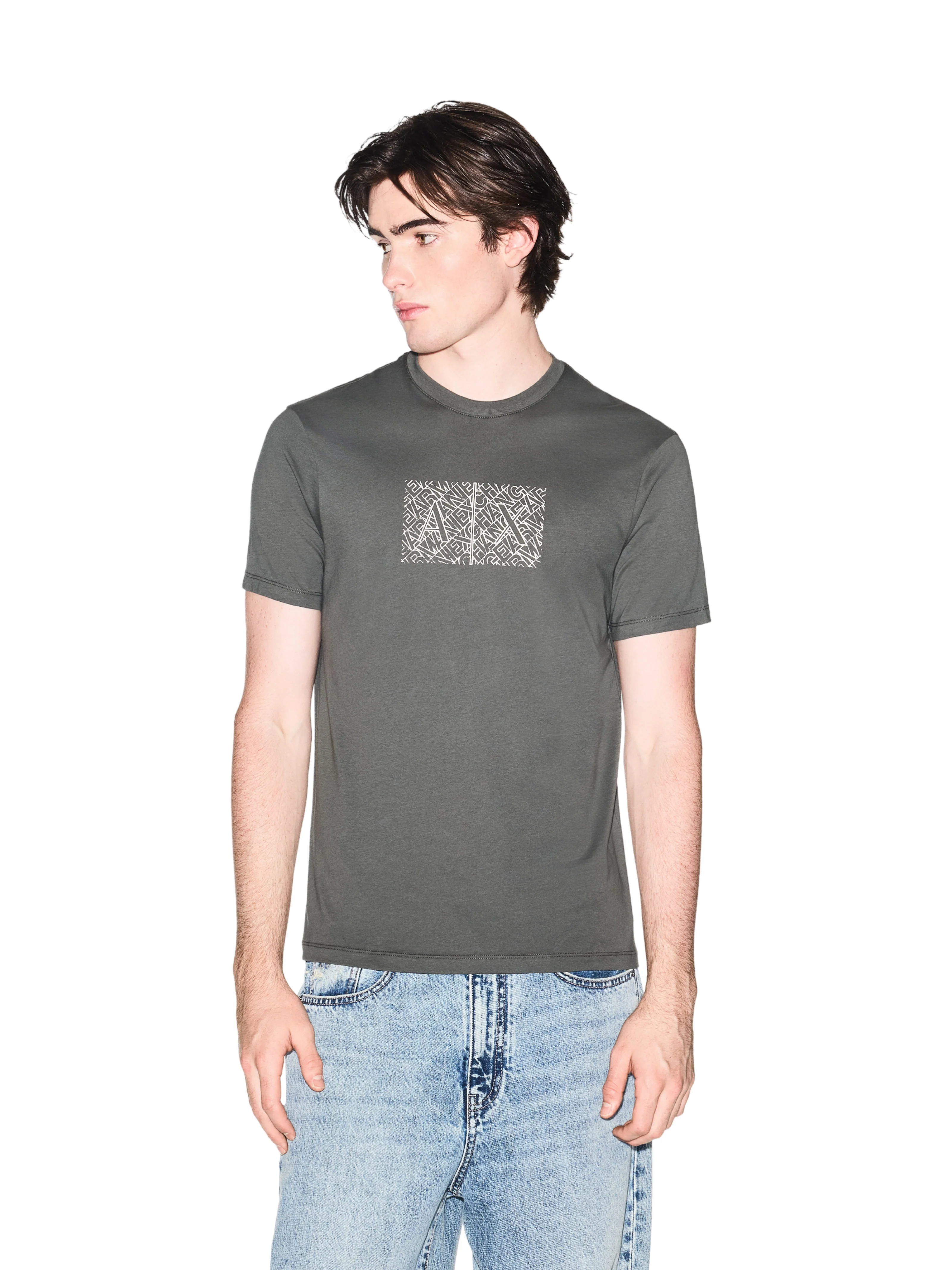 T-shirt Armani Exchange verde con stampa e logo A | X - Image 2
