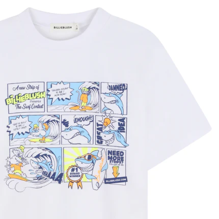 T-Shirt Billie Blush bianca con stampa fumetto - Image 3