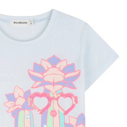 T-Shirt Billie Blush bianca con stampa multicolor - Image 3