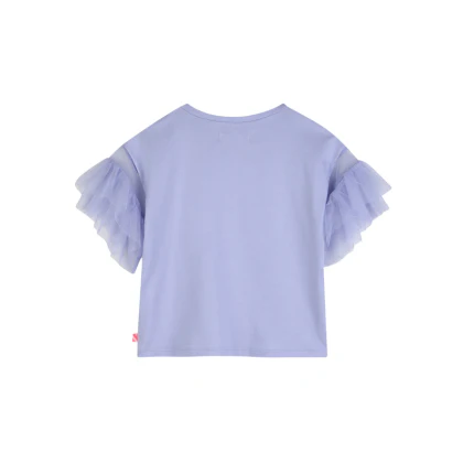 T-Shirt Billie Blush viola con maniche in tulle - Image 2