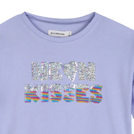 T-Shirt Billie Blush viola con maniche in tulle - Image 3