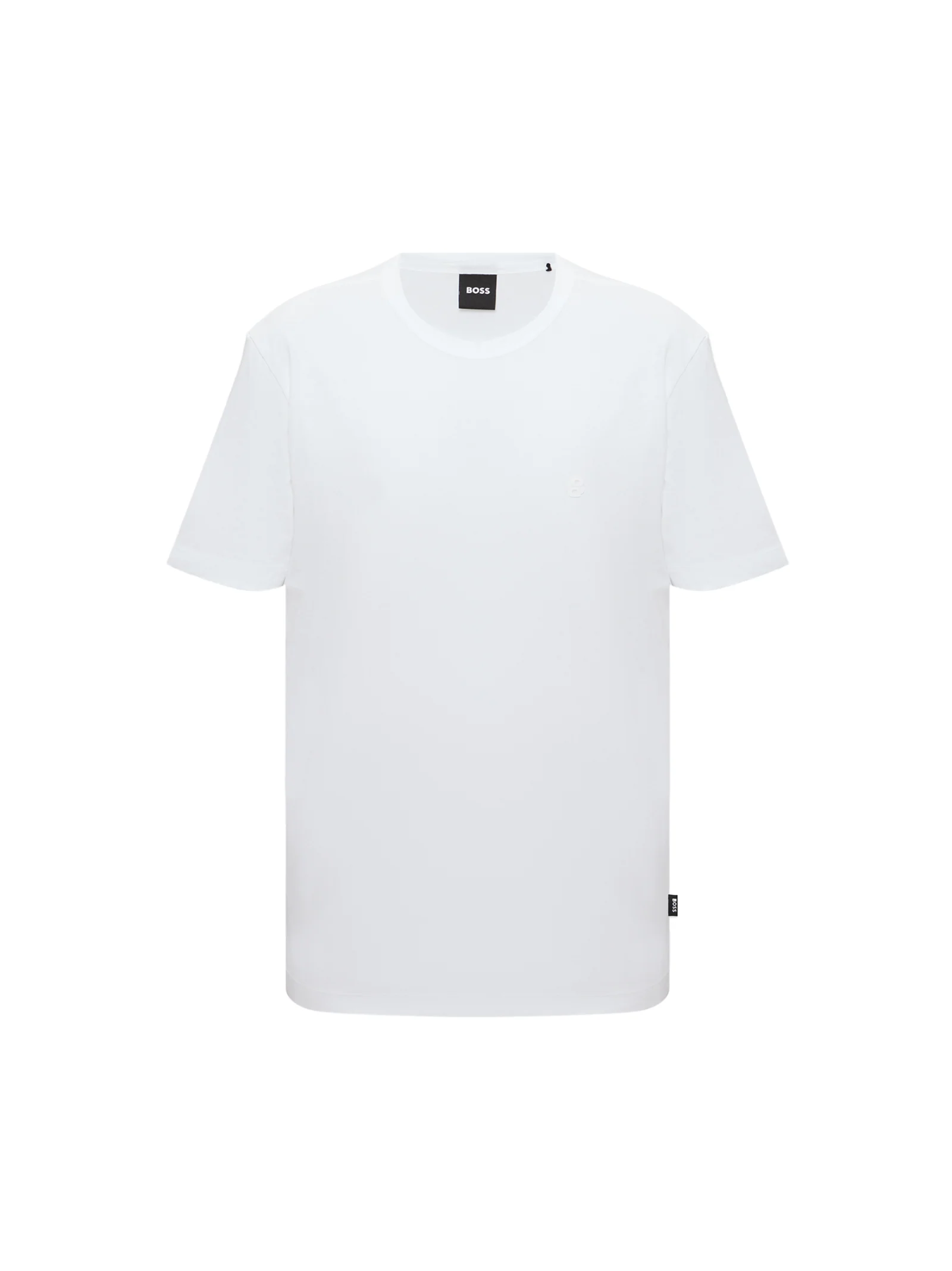 T-Shirt Boss bianca con logo double in rilievo