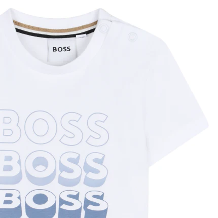 T-Shirt Boss bianca con logo ripetuto - Image 3