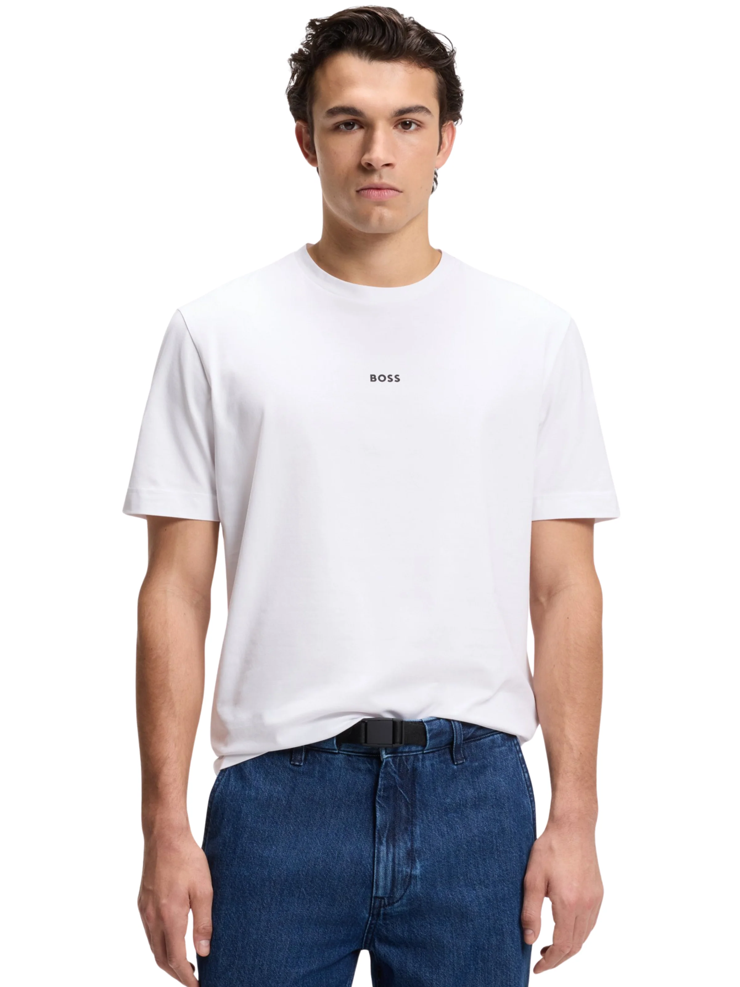 T-Shirt Boss bianca con logo stampato - Image 2