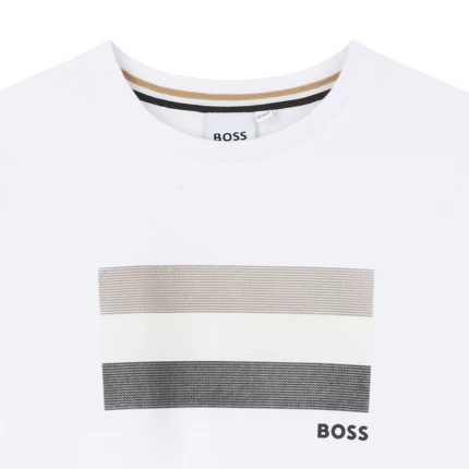 T-Shirt Boss bianca con stampa bandierina logo - Image 3