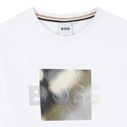 T-Shirt Boss bianca con stampa e logo - Image 3