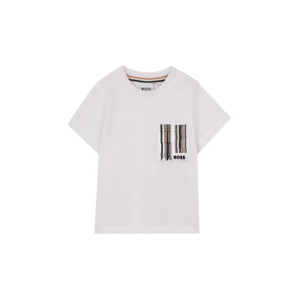 T-Shirt Boss bianca con taschino logato