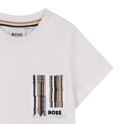 T-Shirt Boss bianca con taschino logato - Image 3