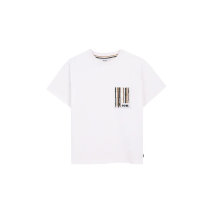 T-Shirt Boss bianca con taschino sul petto logato
