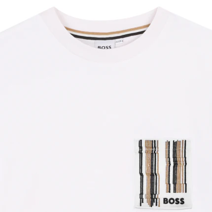 T-Shirt Boss bianca con taschino sul petto logato - Image 3