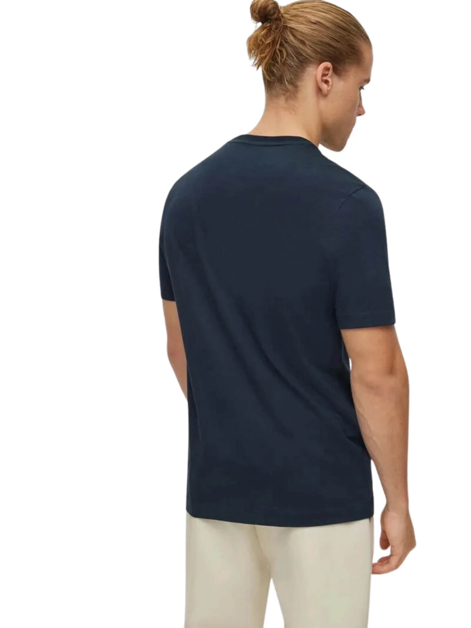 T-Shirt Boss blu con logo in gomma - Image 3
