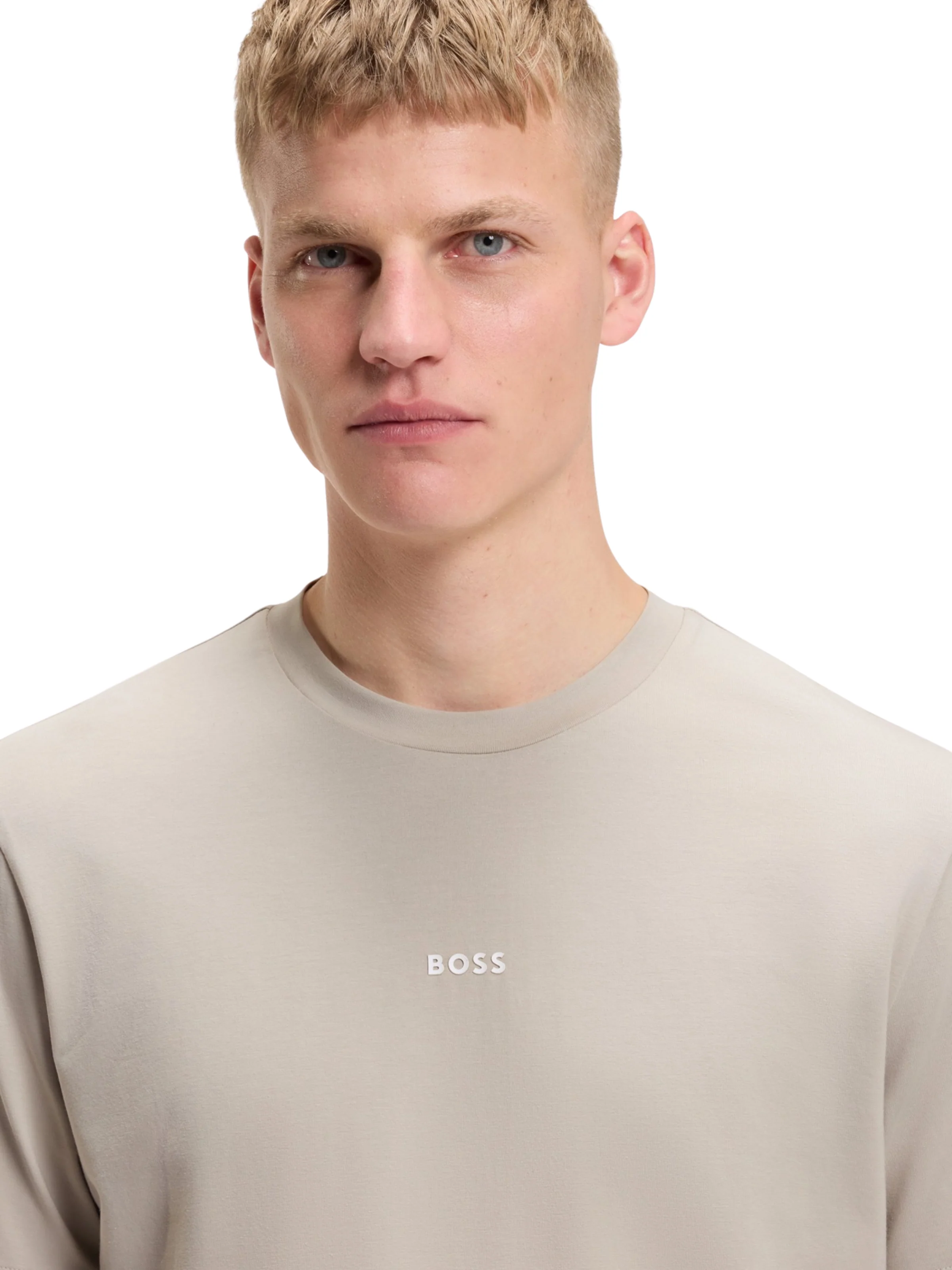 T-Shirt Boss grigio chiaro con logo stampato - Image 3